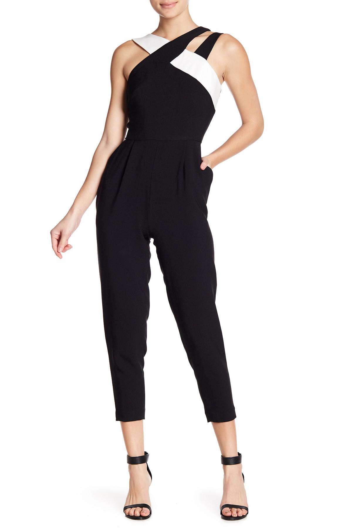 Lyst Maggy London Crepe Colorblock Jumpsuit in Black