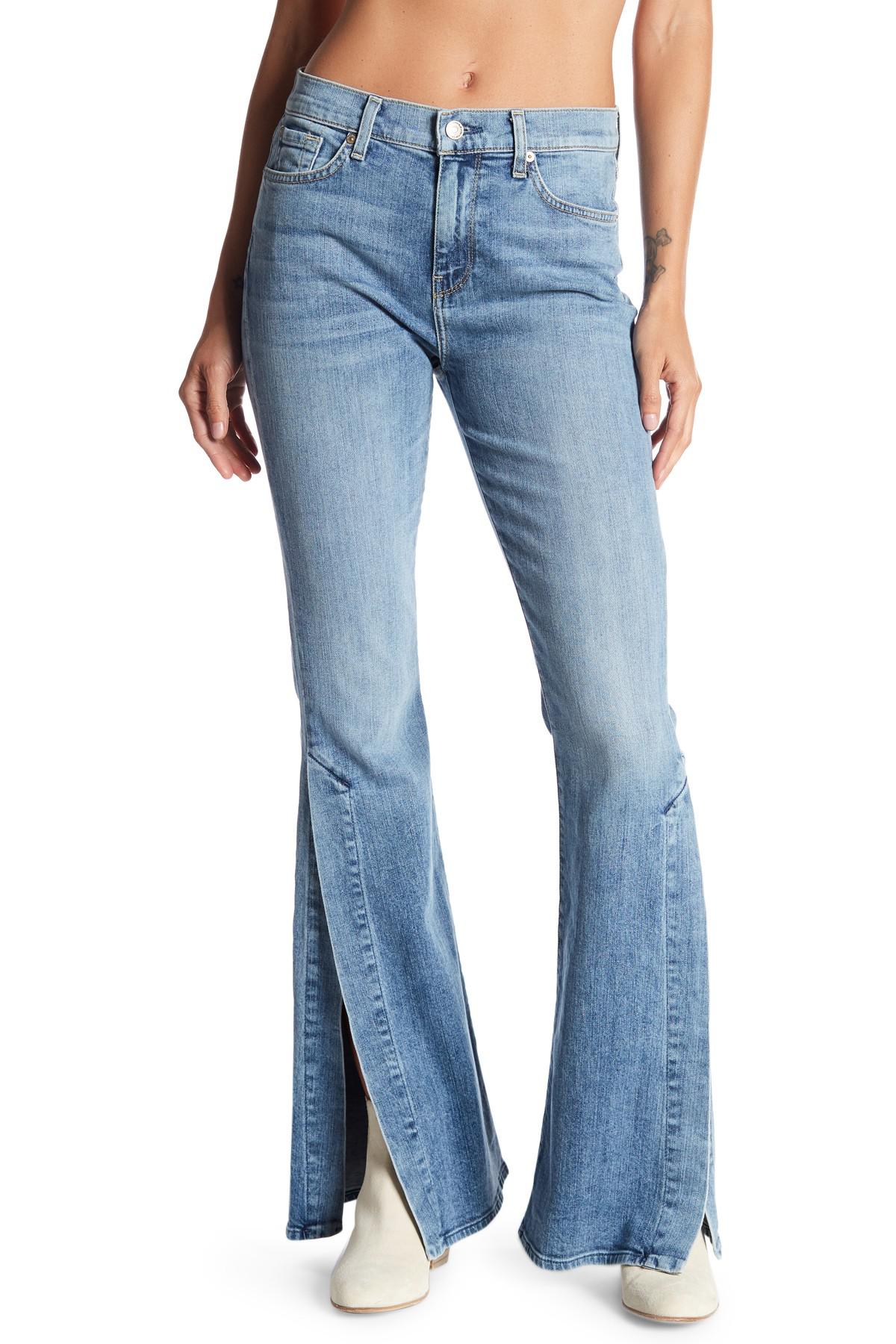 7 For All Mankind Ali Side Slit Flare Jeans in Blue | Lyst