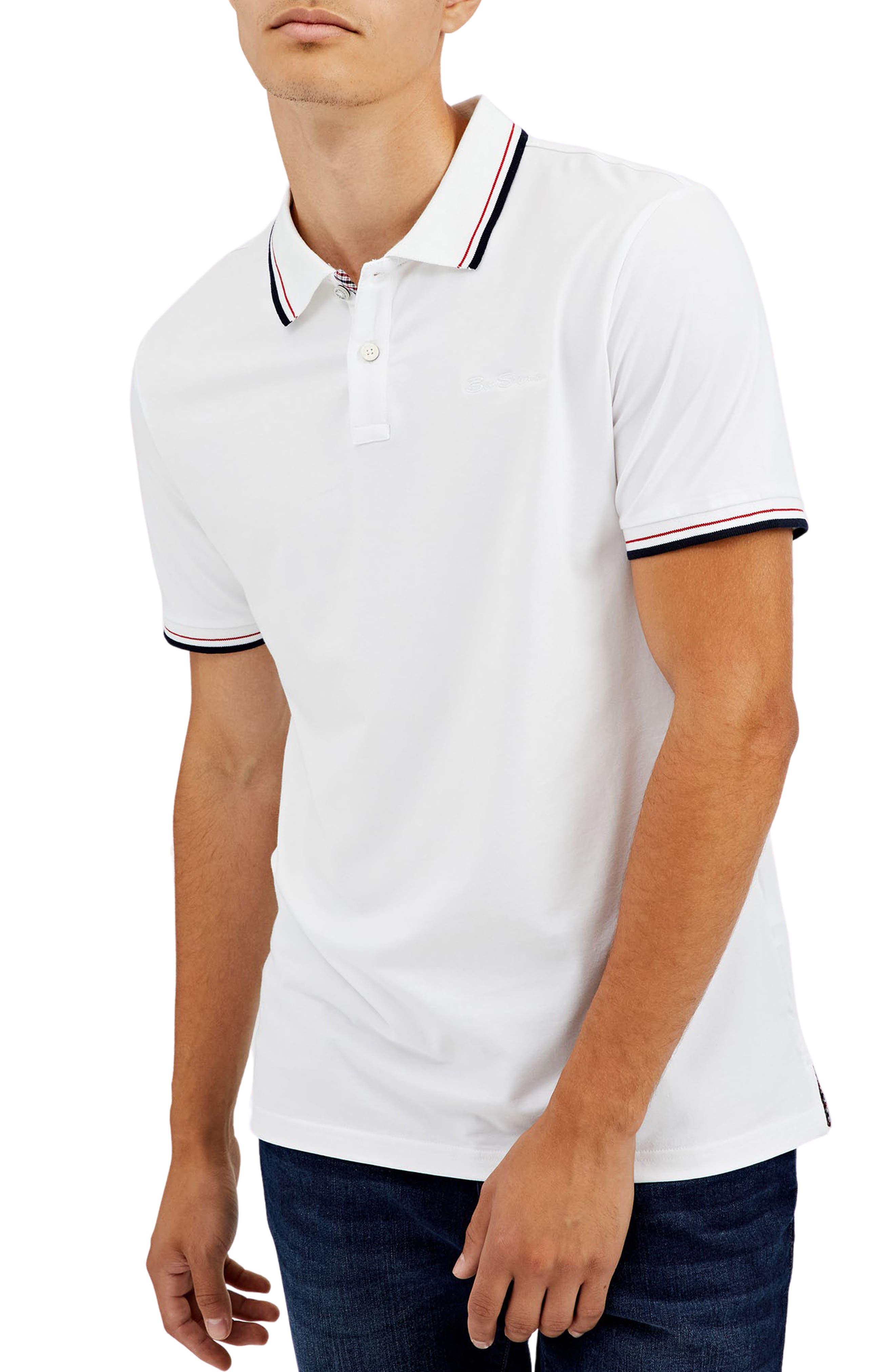 Ben Sherman Core Tipped Polo in White for Men | Lyst
