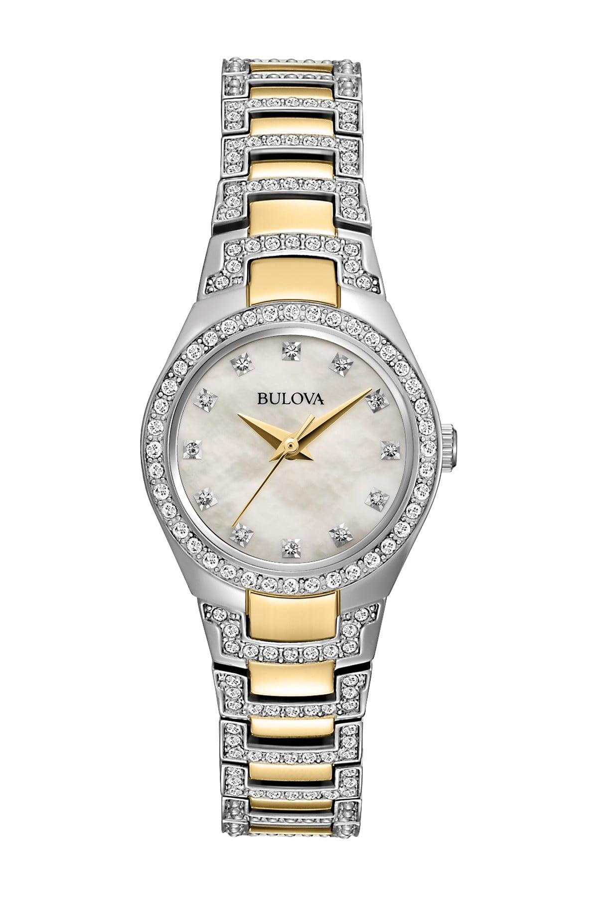 Bulova Women's Swarovski Crystal Accented Mother Of Pearl Twotone