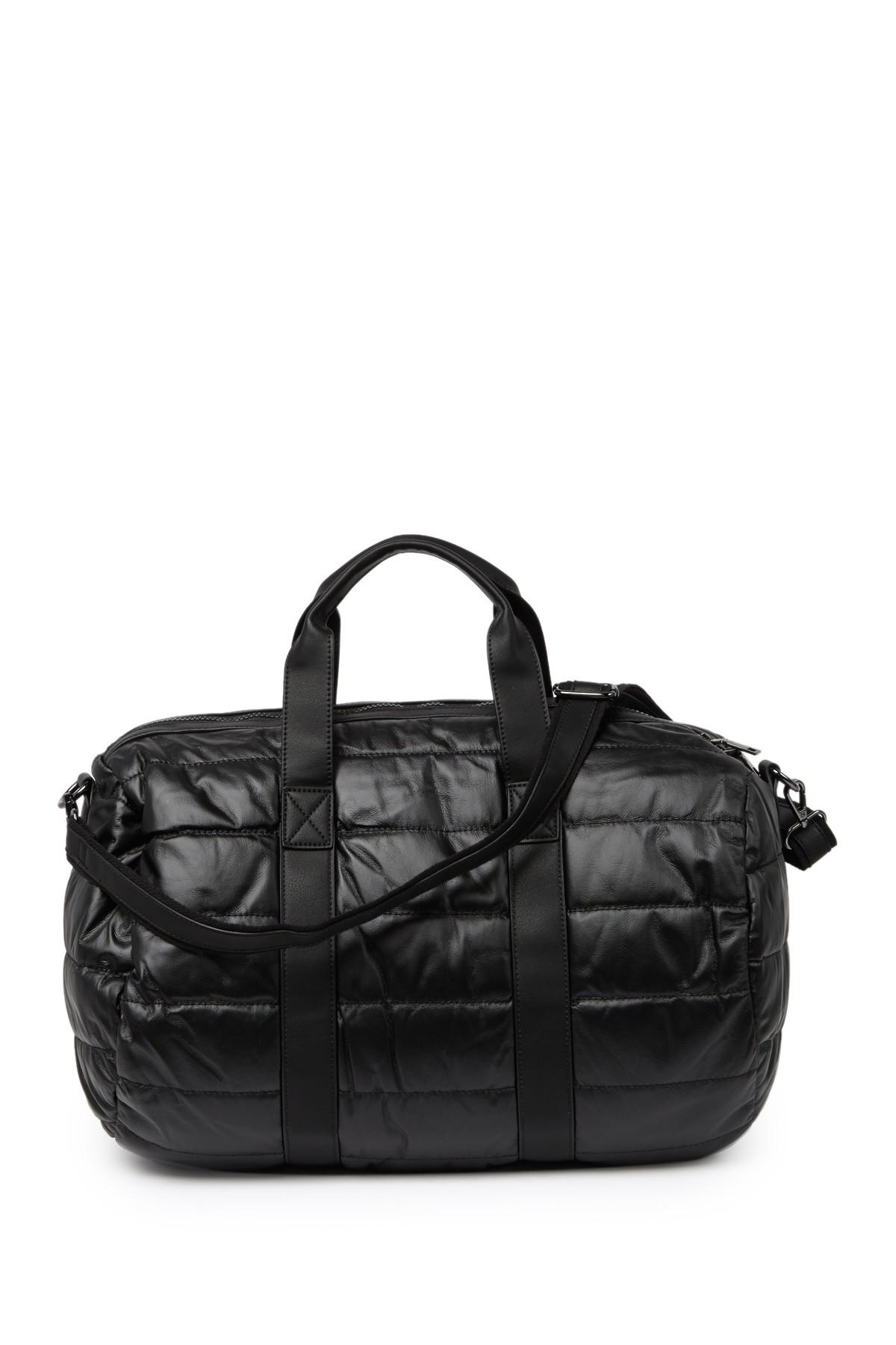 Urban Expressions Metallic Quilted Puffer Duffle Bag in Black | Lyst