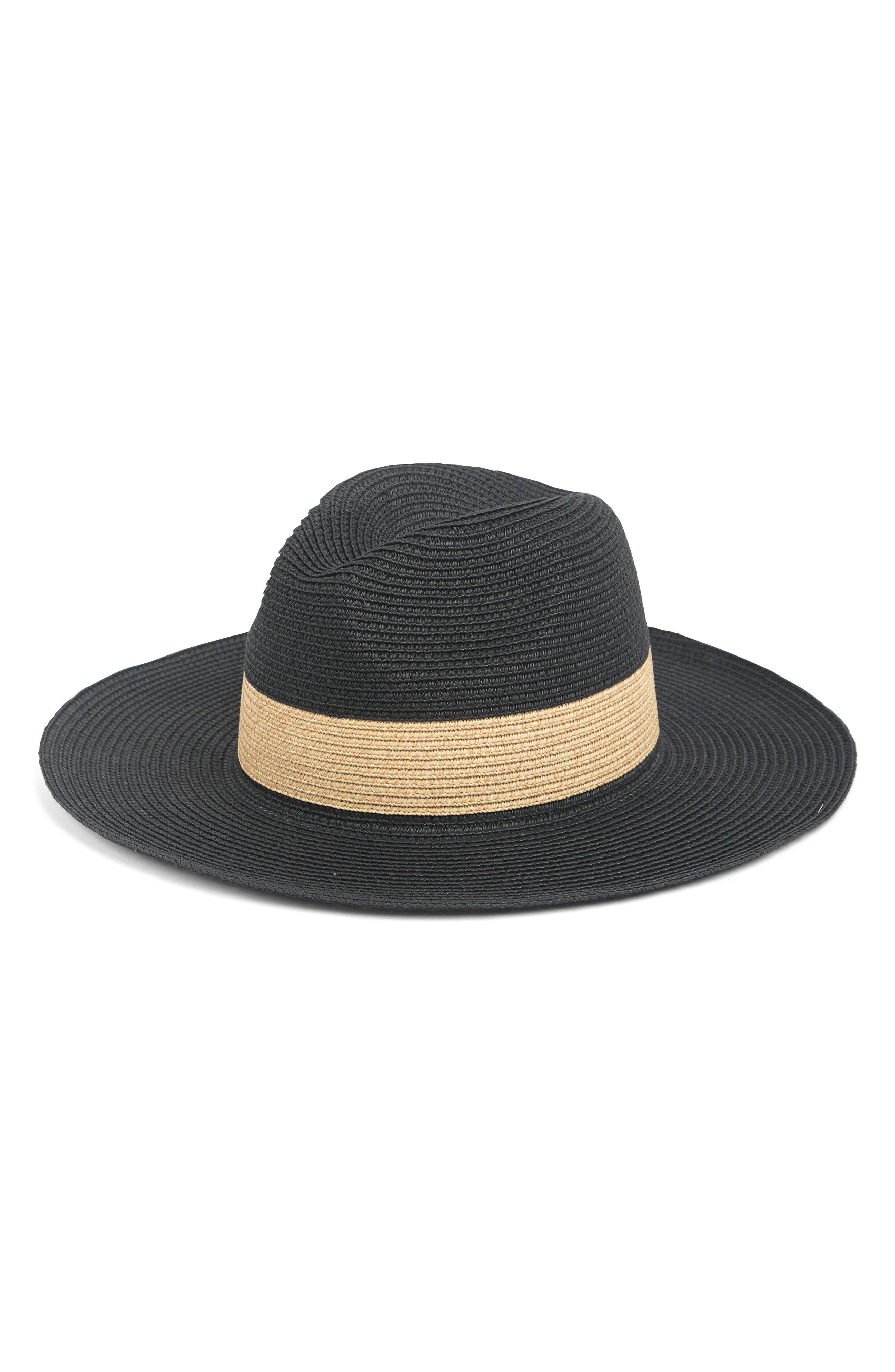 Halogen Packable Panama Hat In Black 