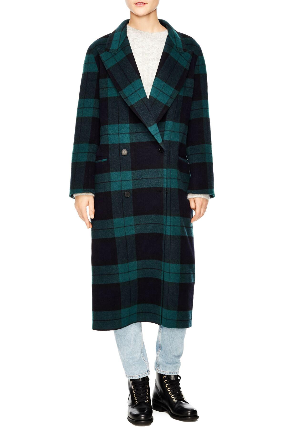 sandro checked coat