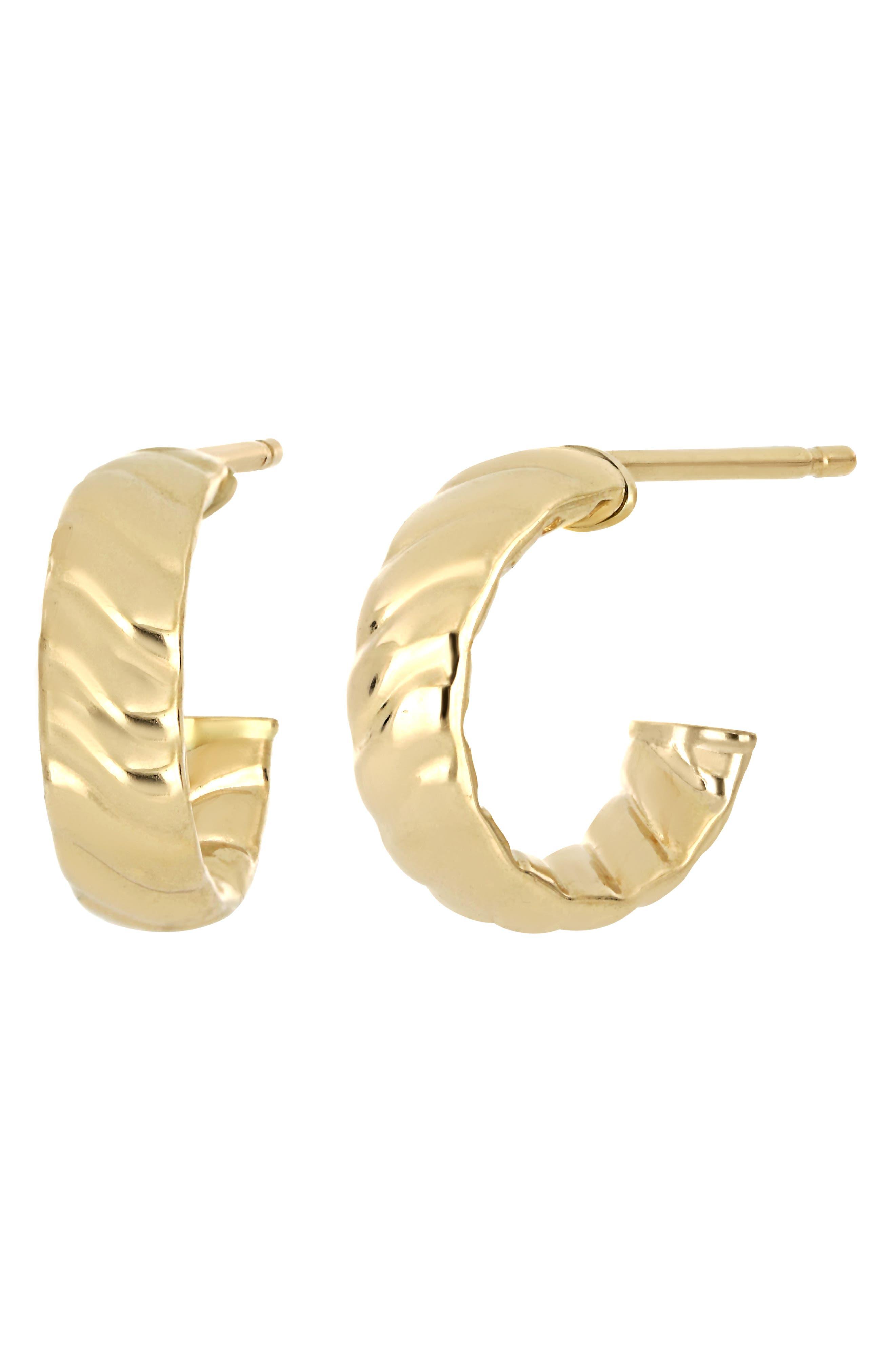 Bony Levy 14k Yellow Gold Textured Hoop Earrings At Nordstrom Rack in  Metallic | Lyst