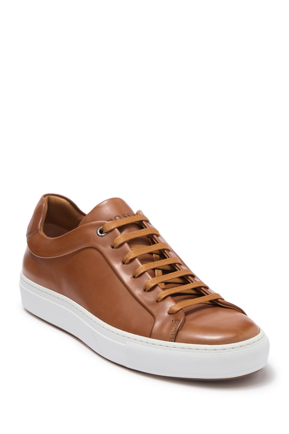 BOSS by HUGO BOSS Tennis-style Sneakers In Burnished Leather in Brown for  Men | Lyst
