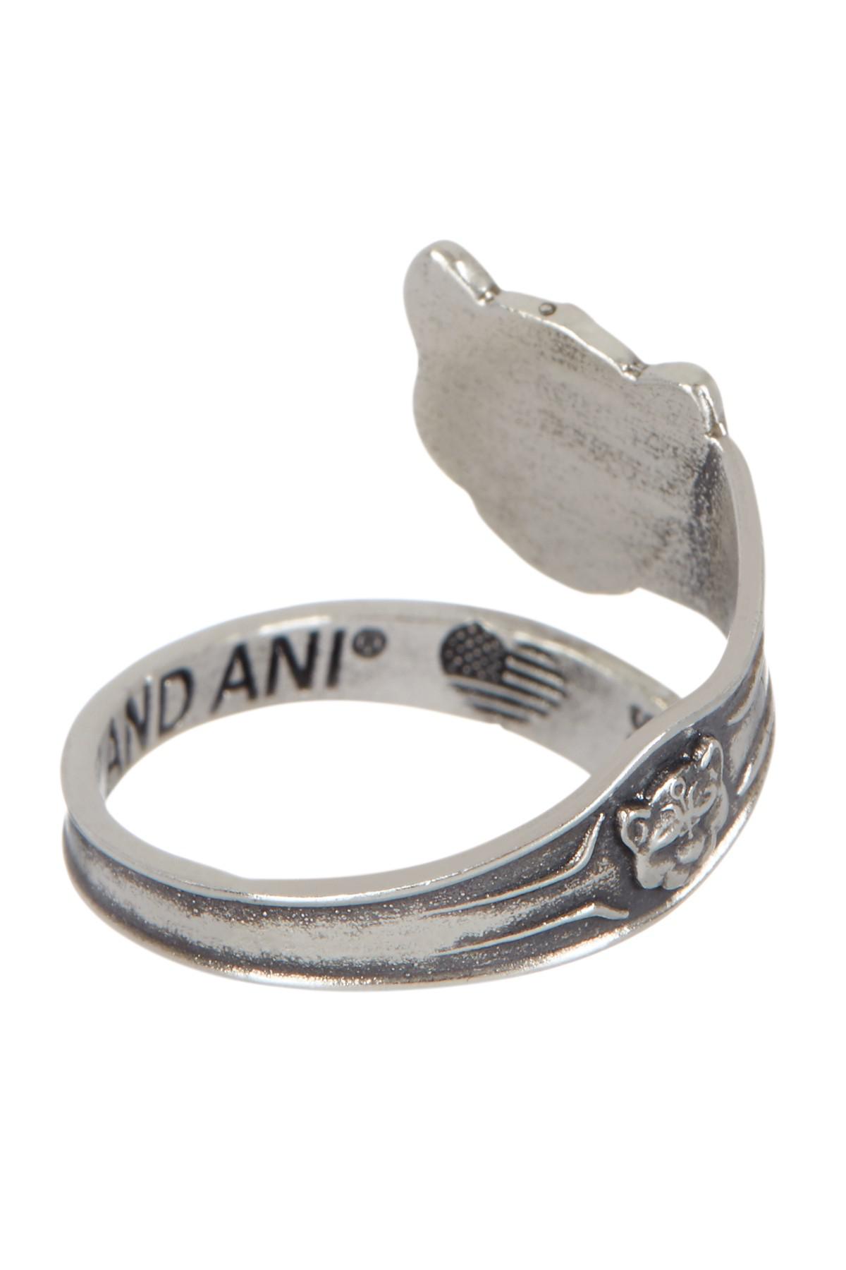 ALEX AND ANI Sterling Silver Wild Heart Wildcat Wrap Ring in Metallic