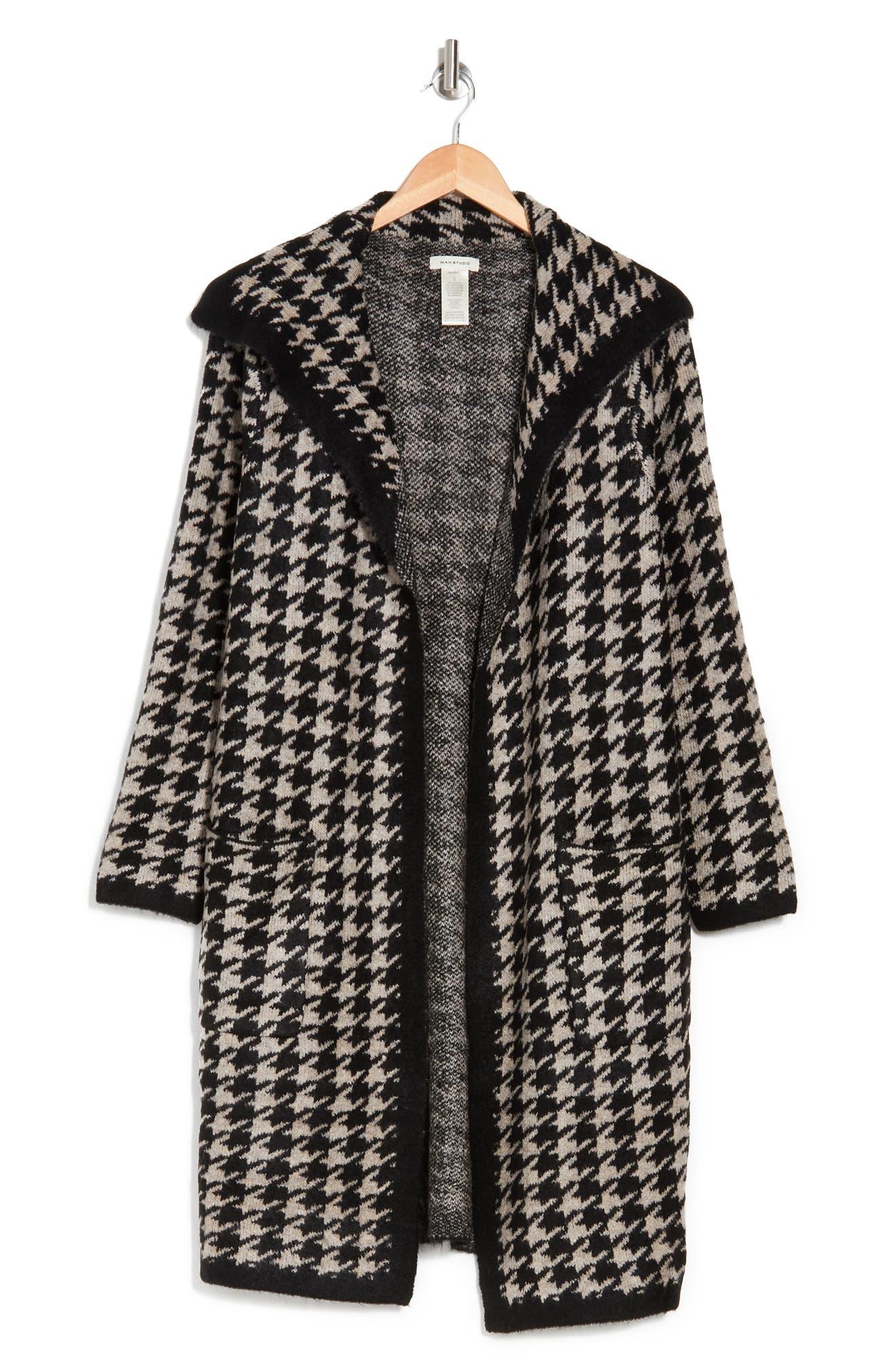 max studio houndstooth cardigan coat