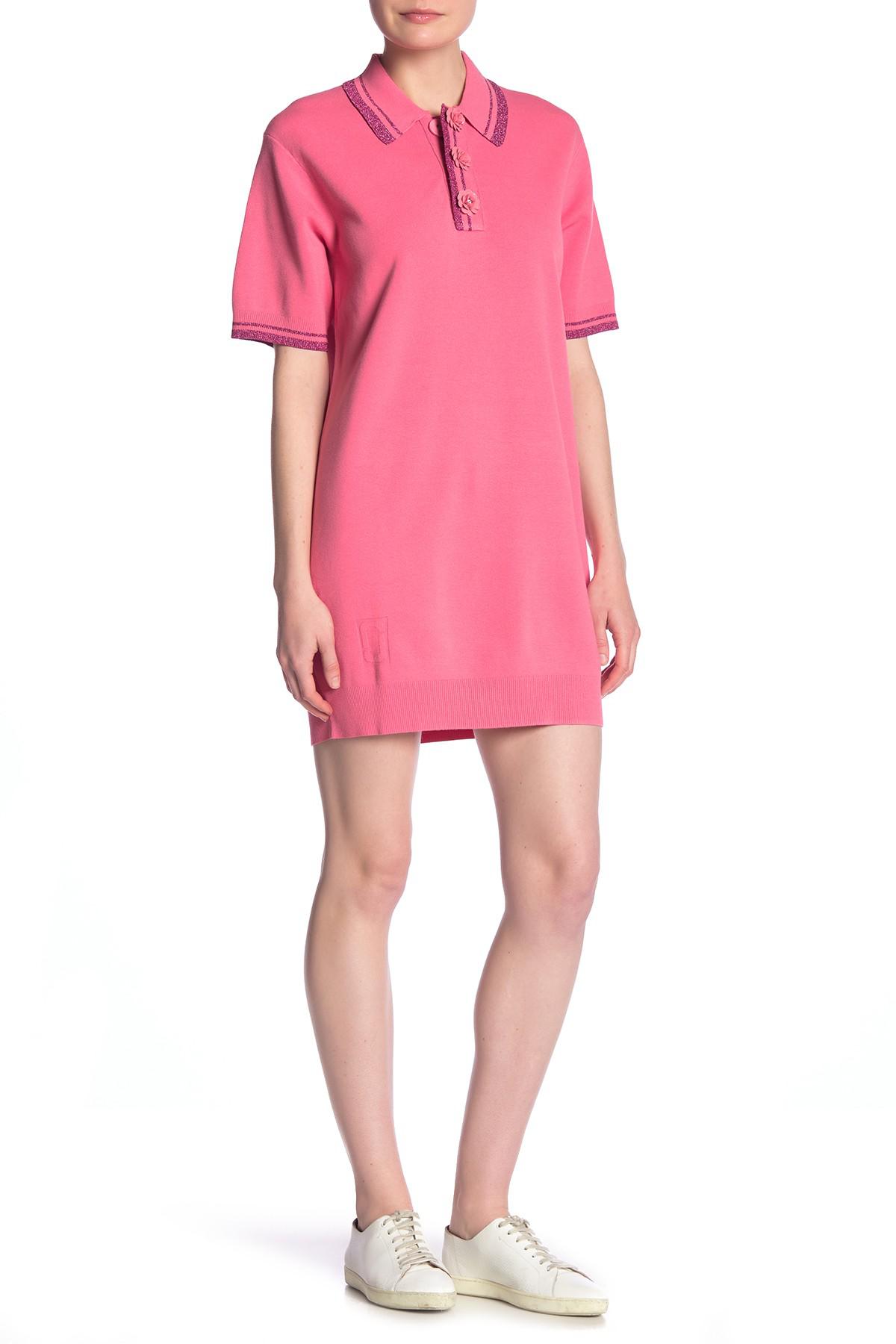 Marc Jacobs Flower Button Polo Shirt Dress in Pink | Lyst
