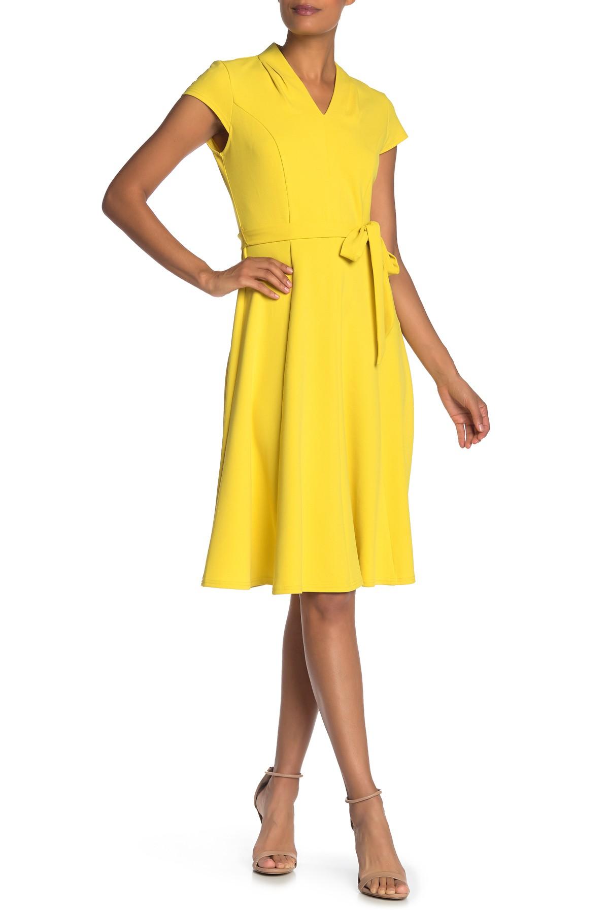 yellow cap sleeve dress