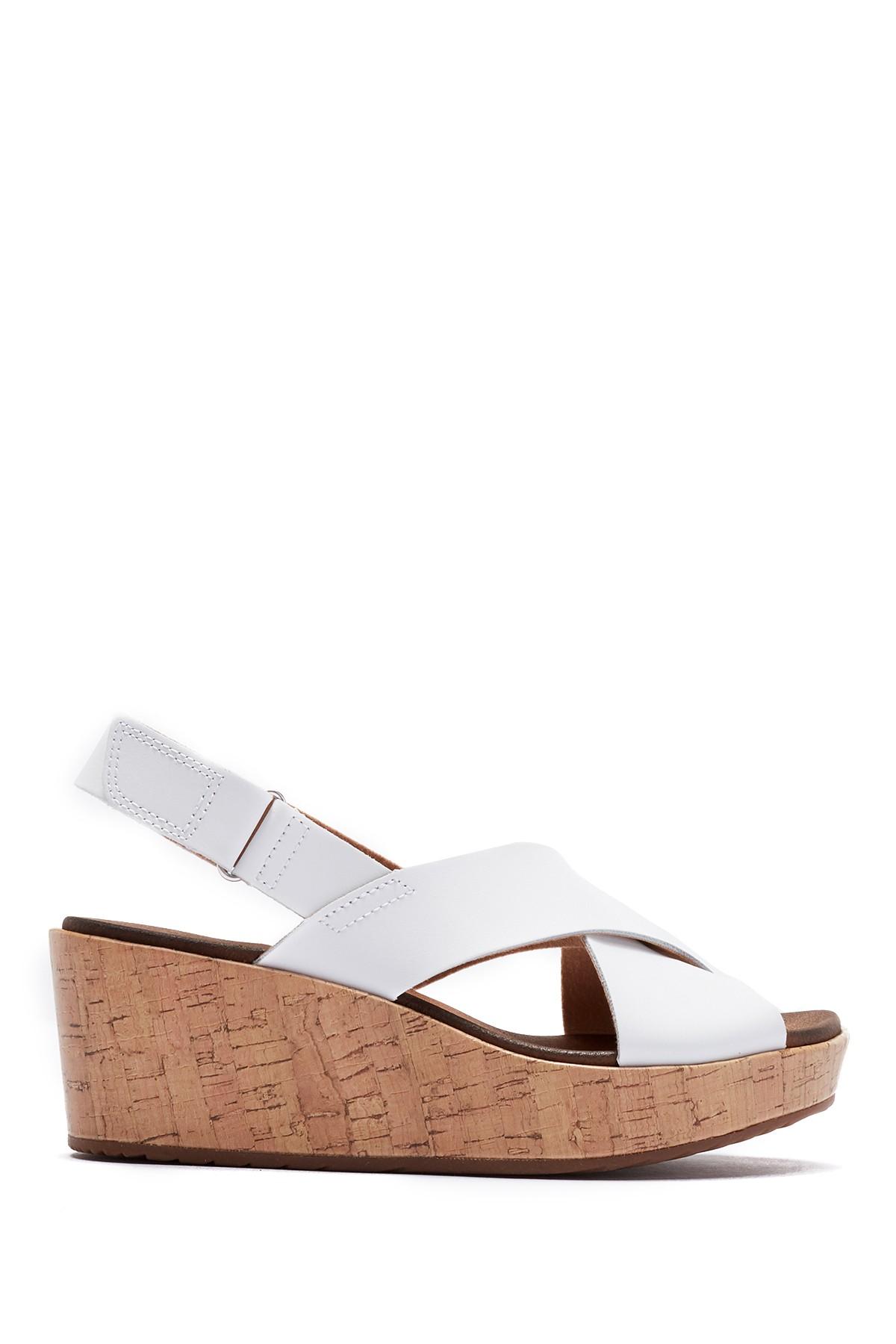 Clarks Stasha Hale Leather Wedge Sandal - Wide Width Available in White ...