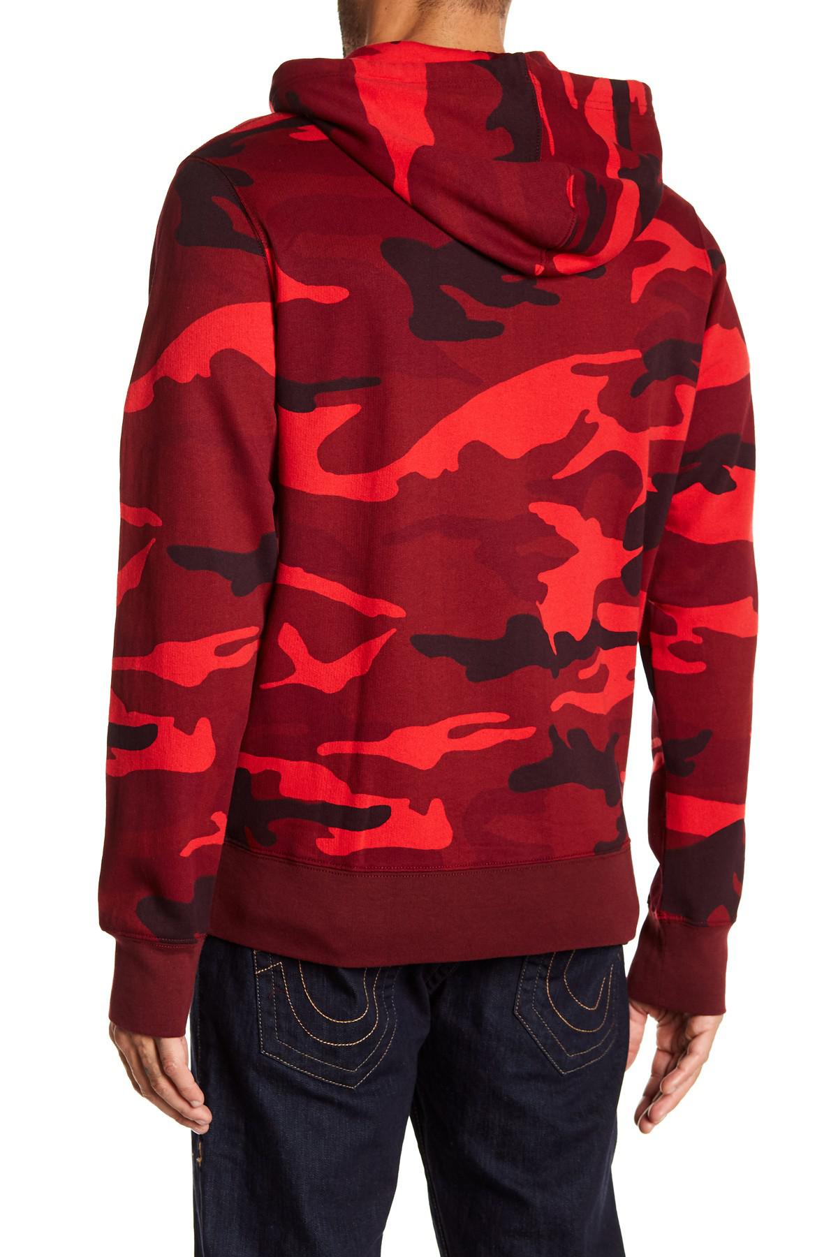 true religion red camo hoodie
