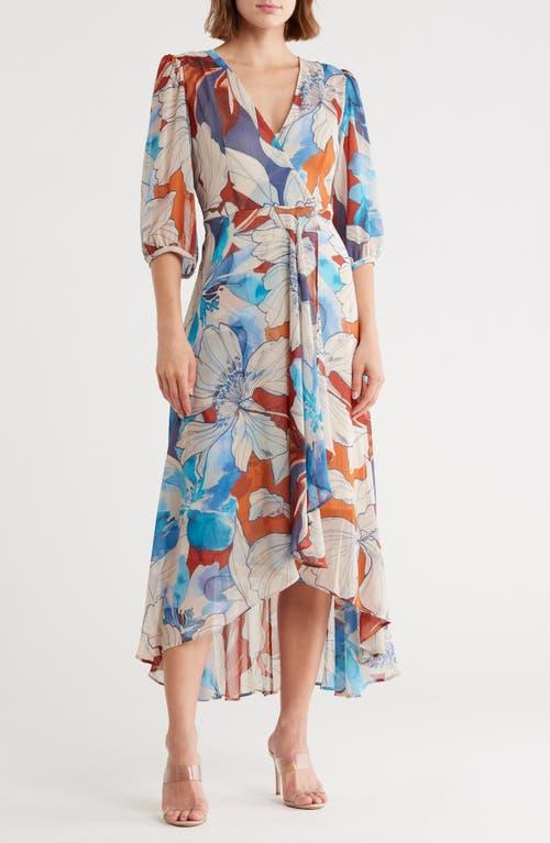 calvin klein wrap dress Women's 3/4 Sleeve Floral Chiffon Maxi, Indigo Multi, 2 : Clothing, Shoes & Jewelry Feminine And Versatile For Day Events. Calvin Klein Petite Long Sleeve