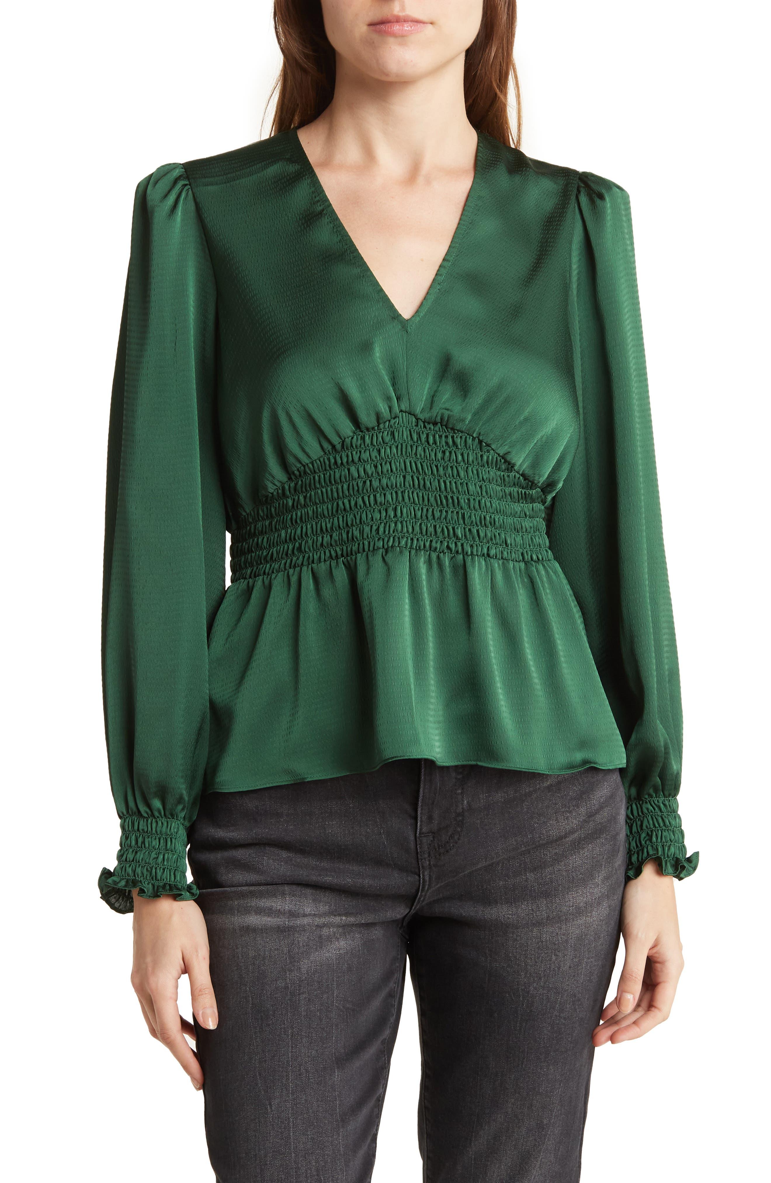 BCBGMAXAZRIA V-neck Long Woven Top In Eden At Rack in Green | Lyst