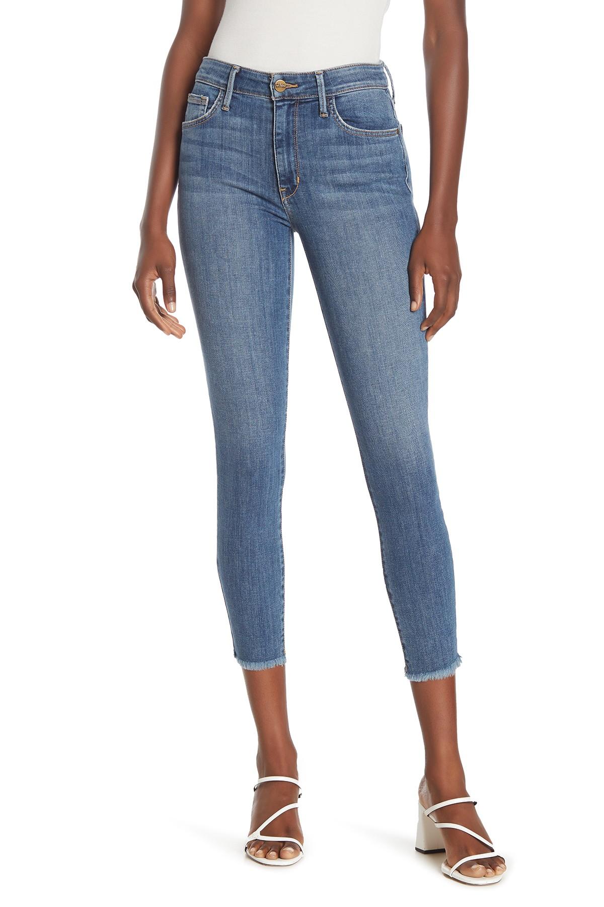 Sam Edelman Denim The Stiletto Frayed Hem High Rise Skinny Crop Jeans ...