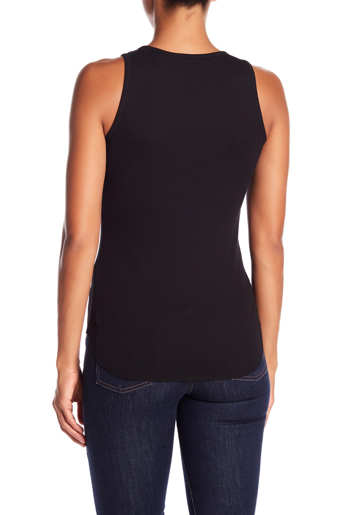 Vince Cotton High Neck Tank in Black Lyst