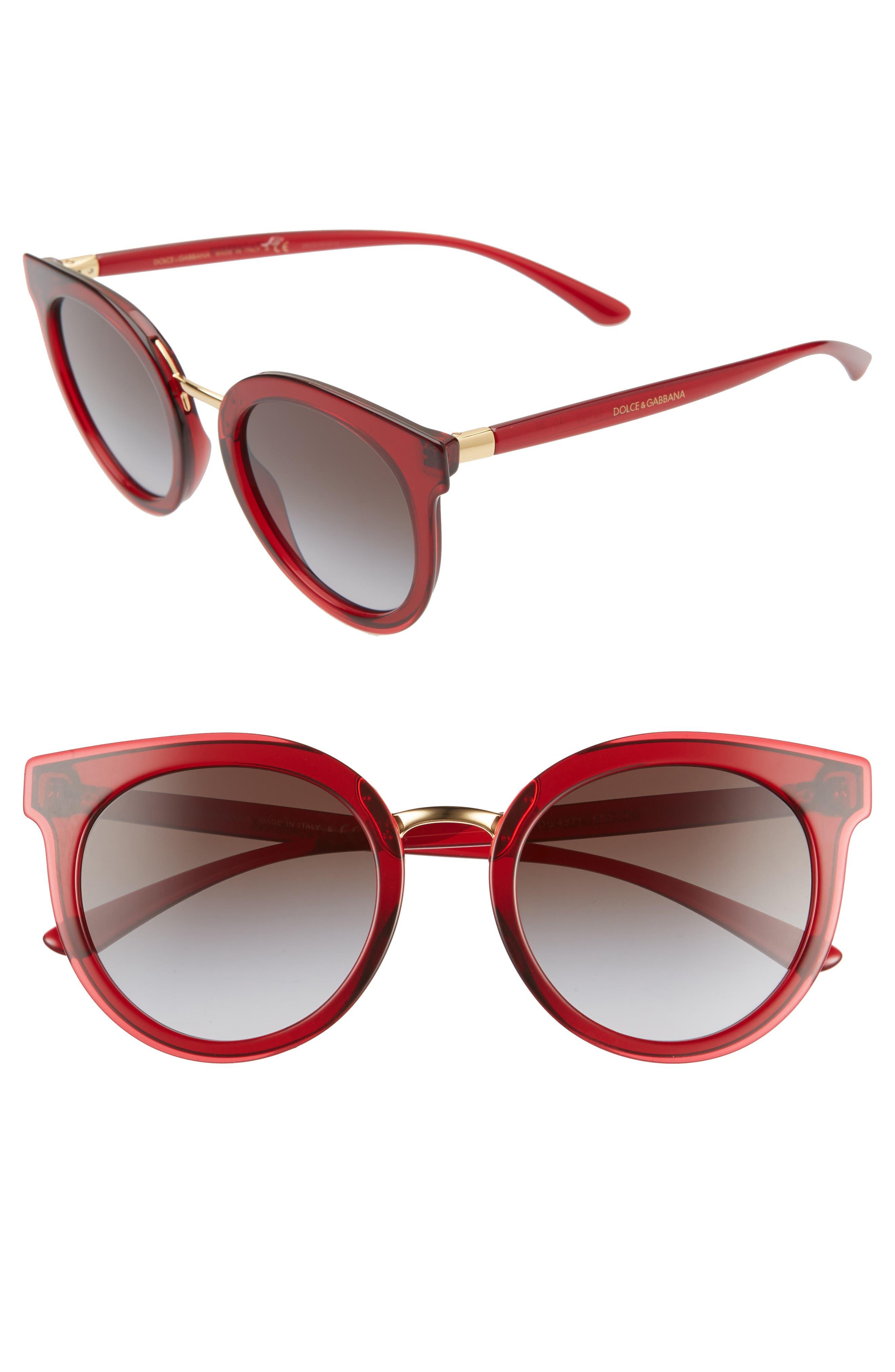 Dolce & Gabbana 52mm Polarized Round Cat Eye Sunglasses In Red/black  Gradient At Nordstrom Rack | Lyst