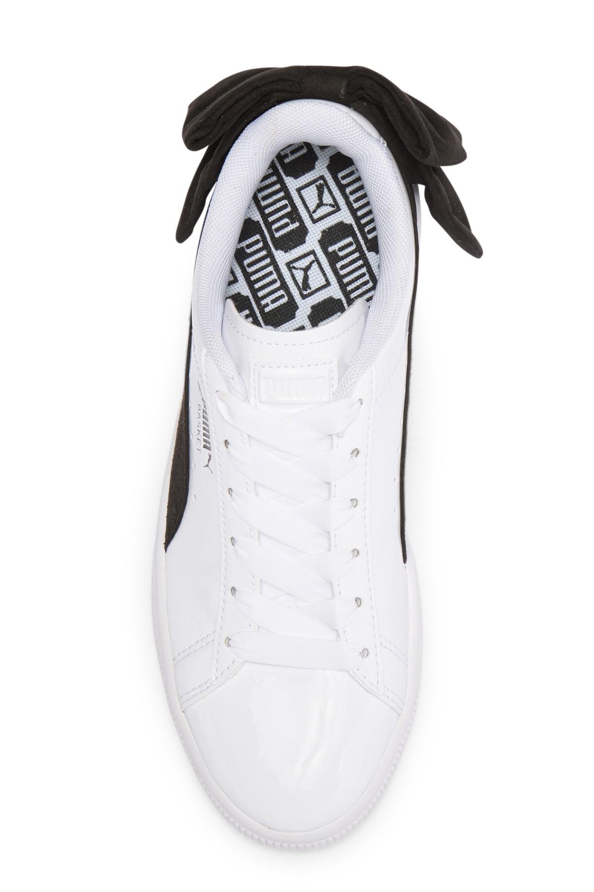 PUMA Suede Basket Bow in White/Black (White) | Lyst