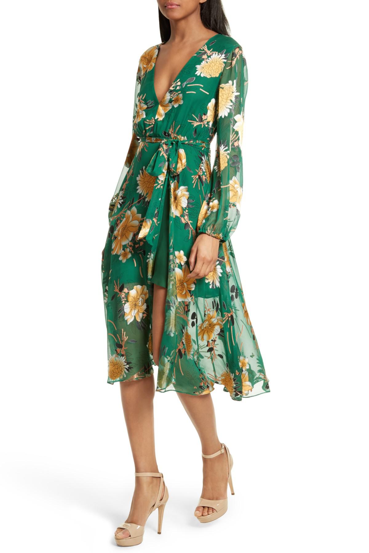 Alice and olivia clearance green floral dress