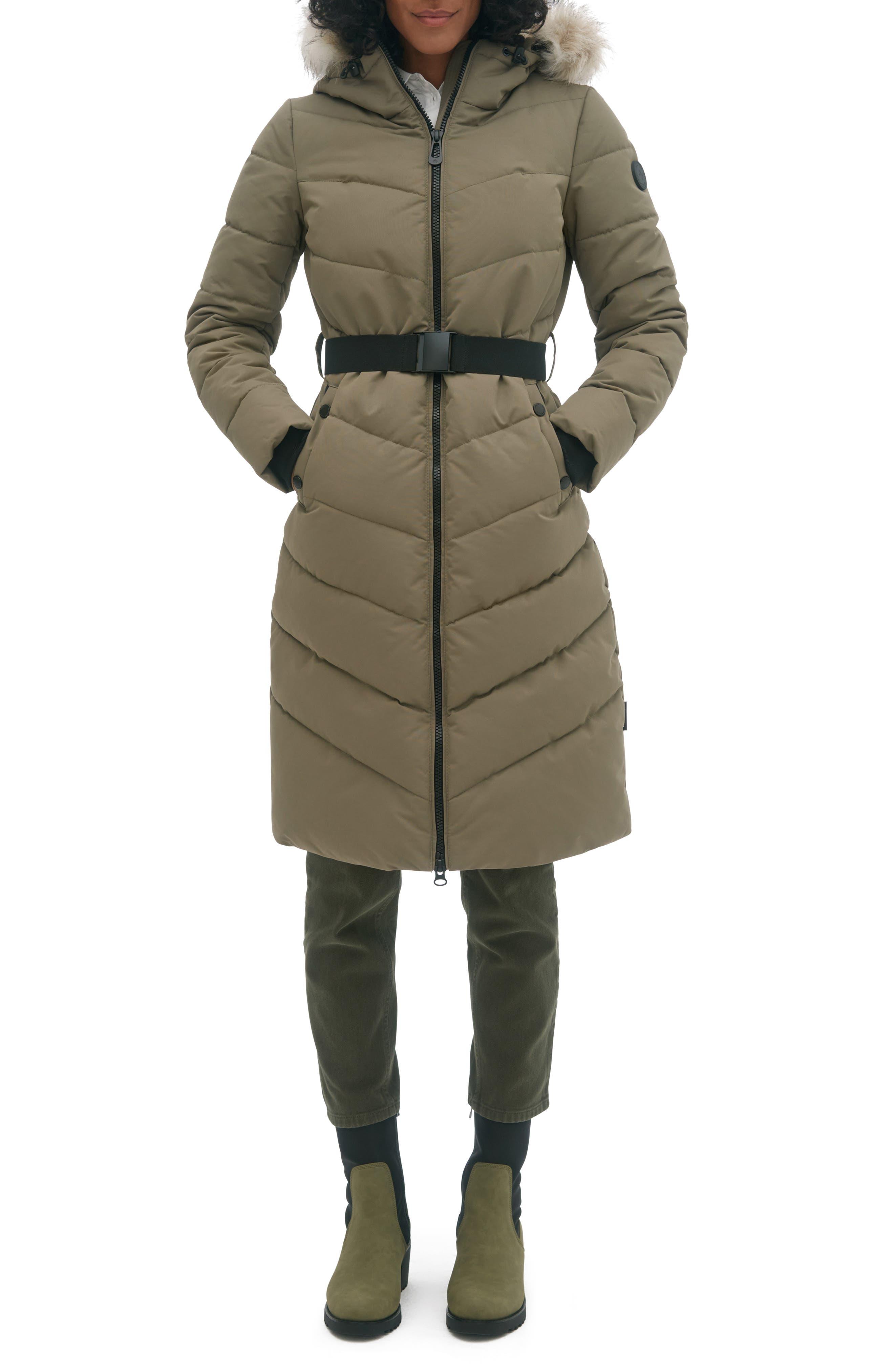 Noize Capri Faux Fur Hooded Quilted Parka In Green At Nordstrom Rack | Lyst