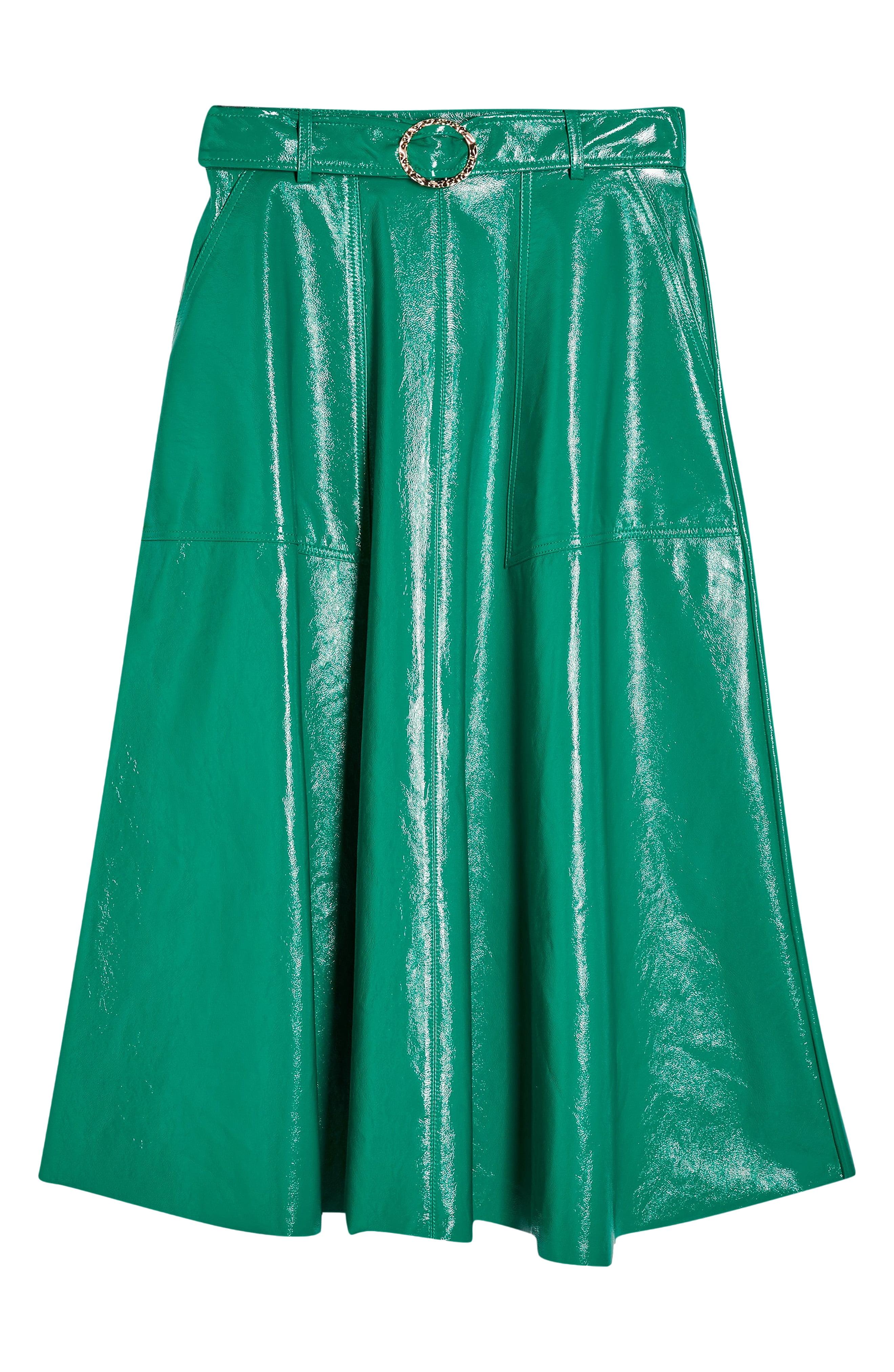 Green leather skirt topshop online