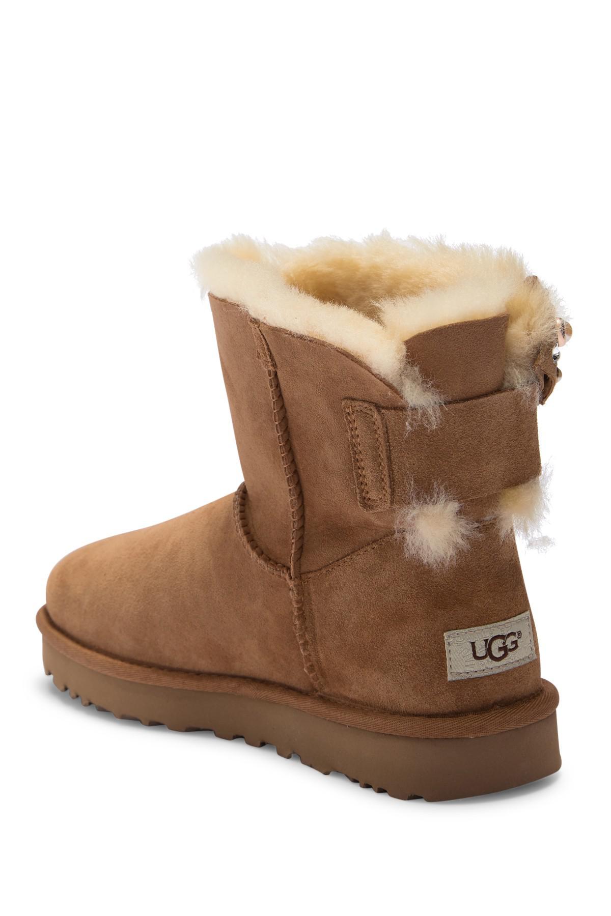 ugg mini bailey brilliant bow genuine shearling bootie