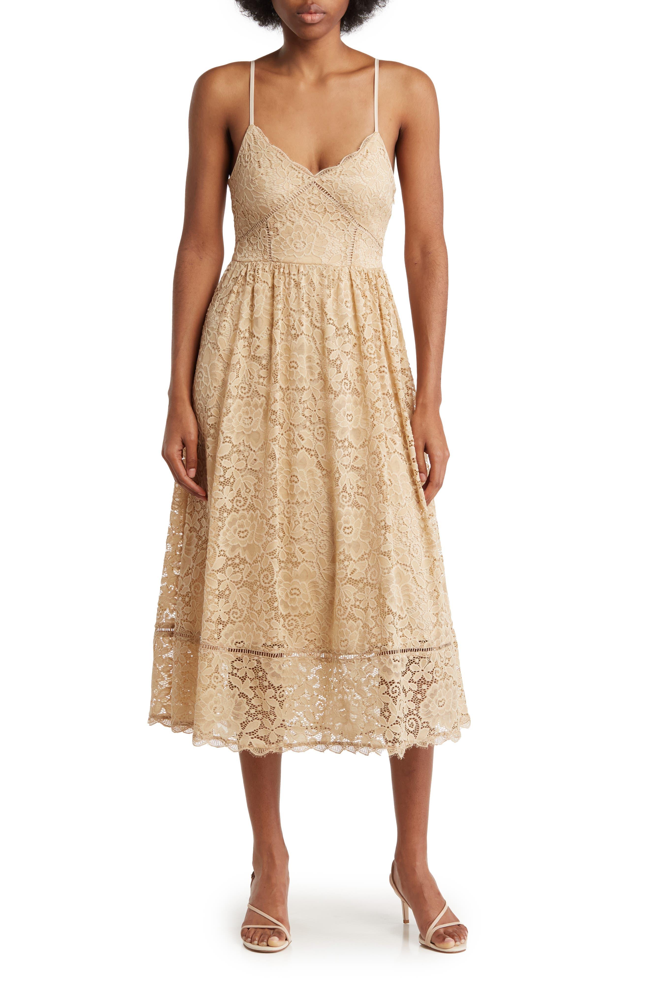 Nsr sleeveless lace midi sales dress