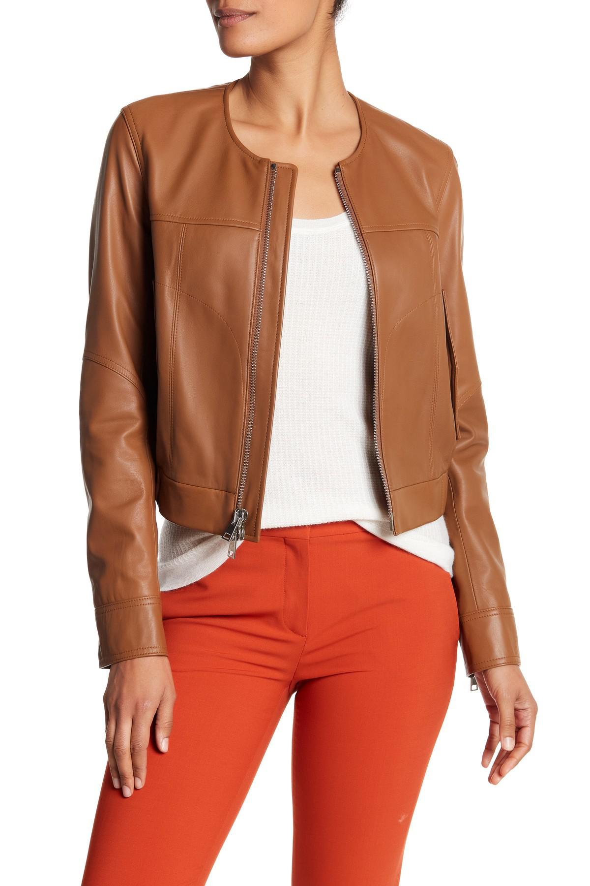 Theory Onorelle Collarless Leather Jacket Lyst