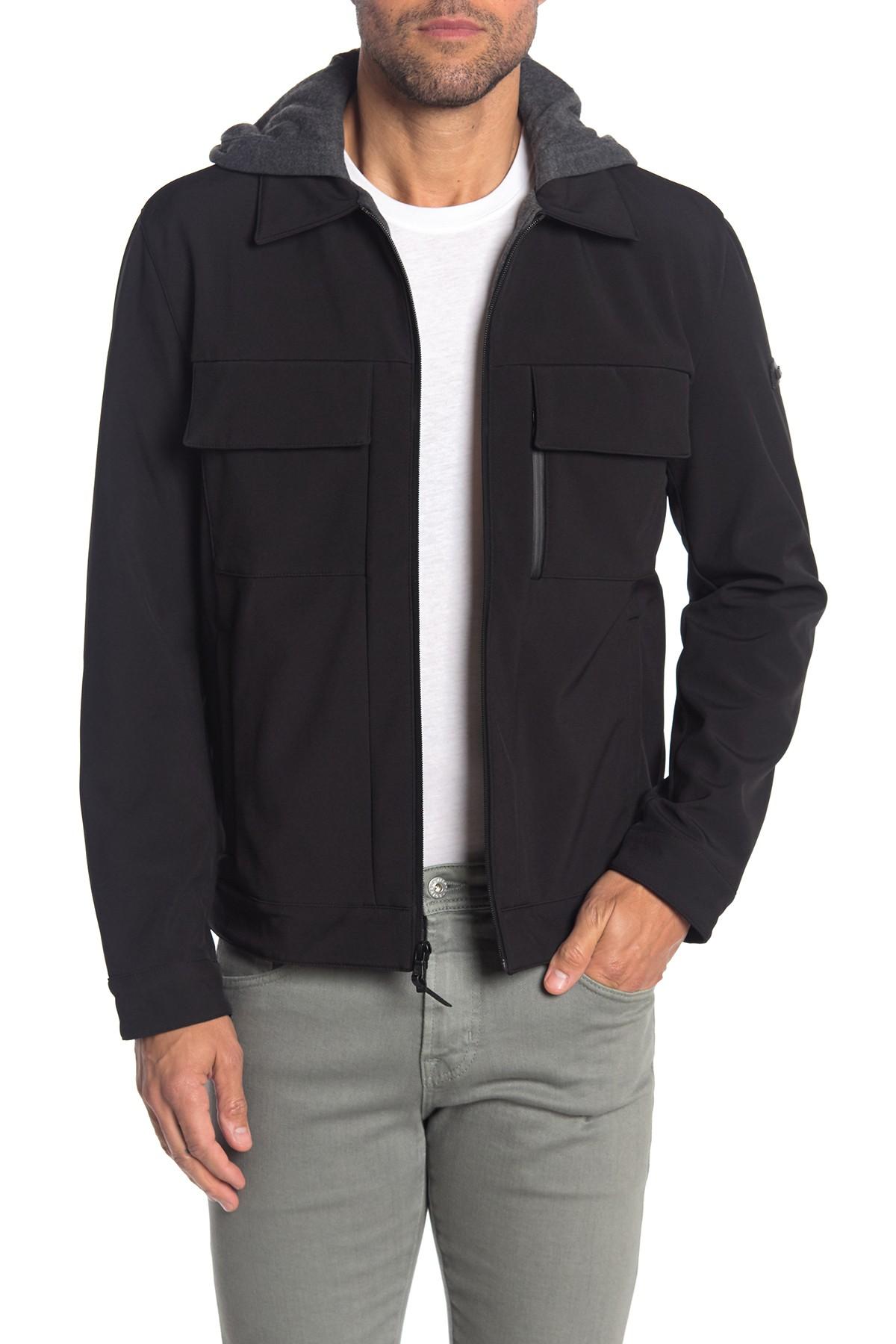 Download Michael Kors Synthetic Midweight Hooded Jacket in Black ...