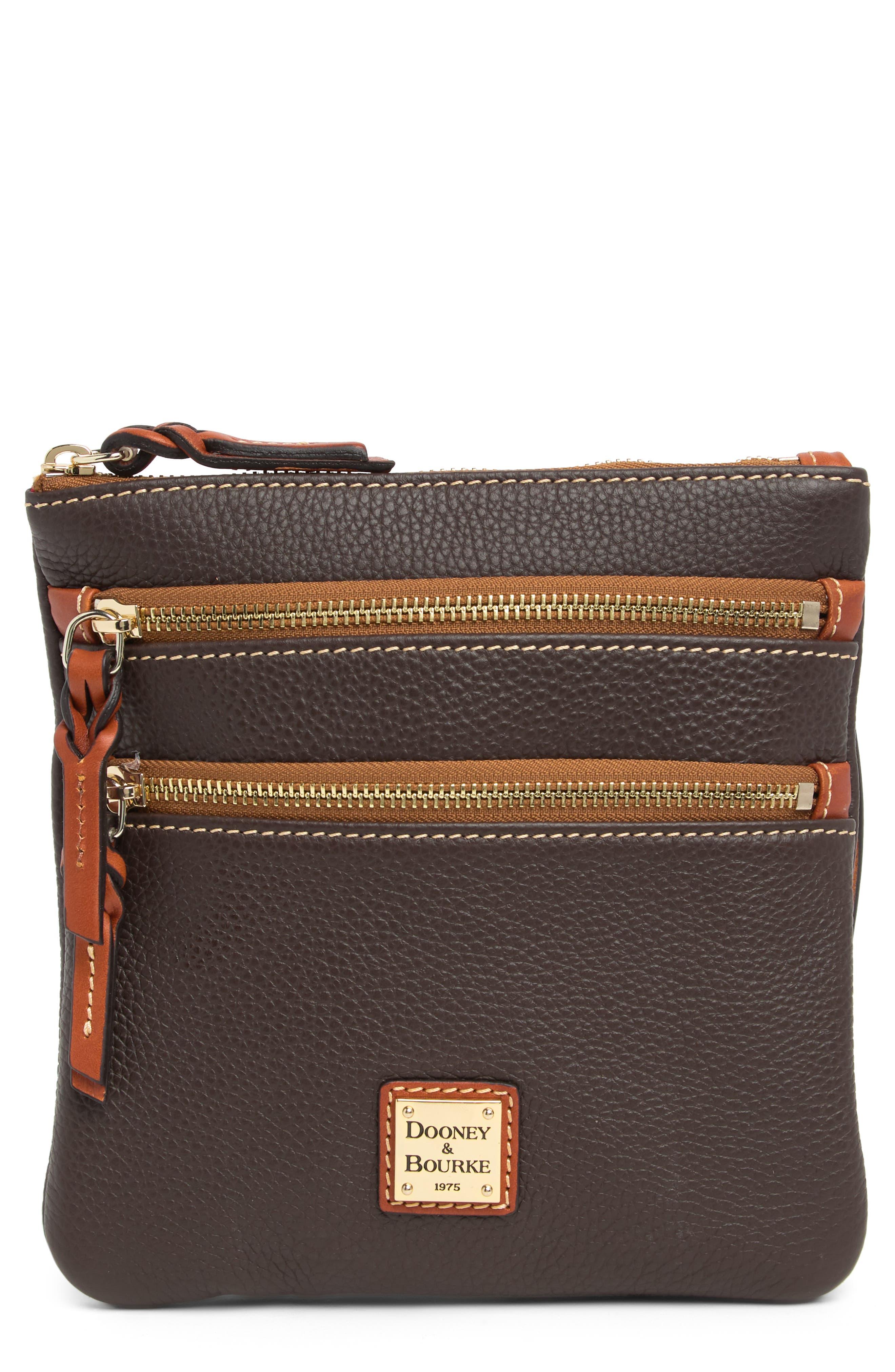 Dooney & Bourke Triple Zip Pebbled Leather Crossbody Bag in Brown for Men Lyst