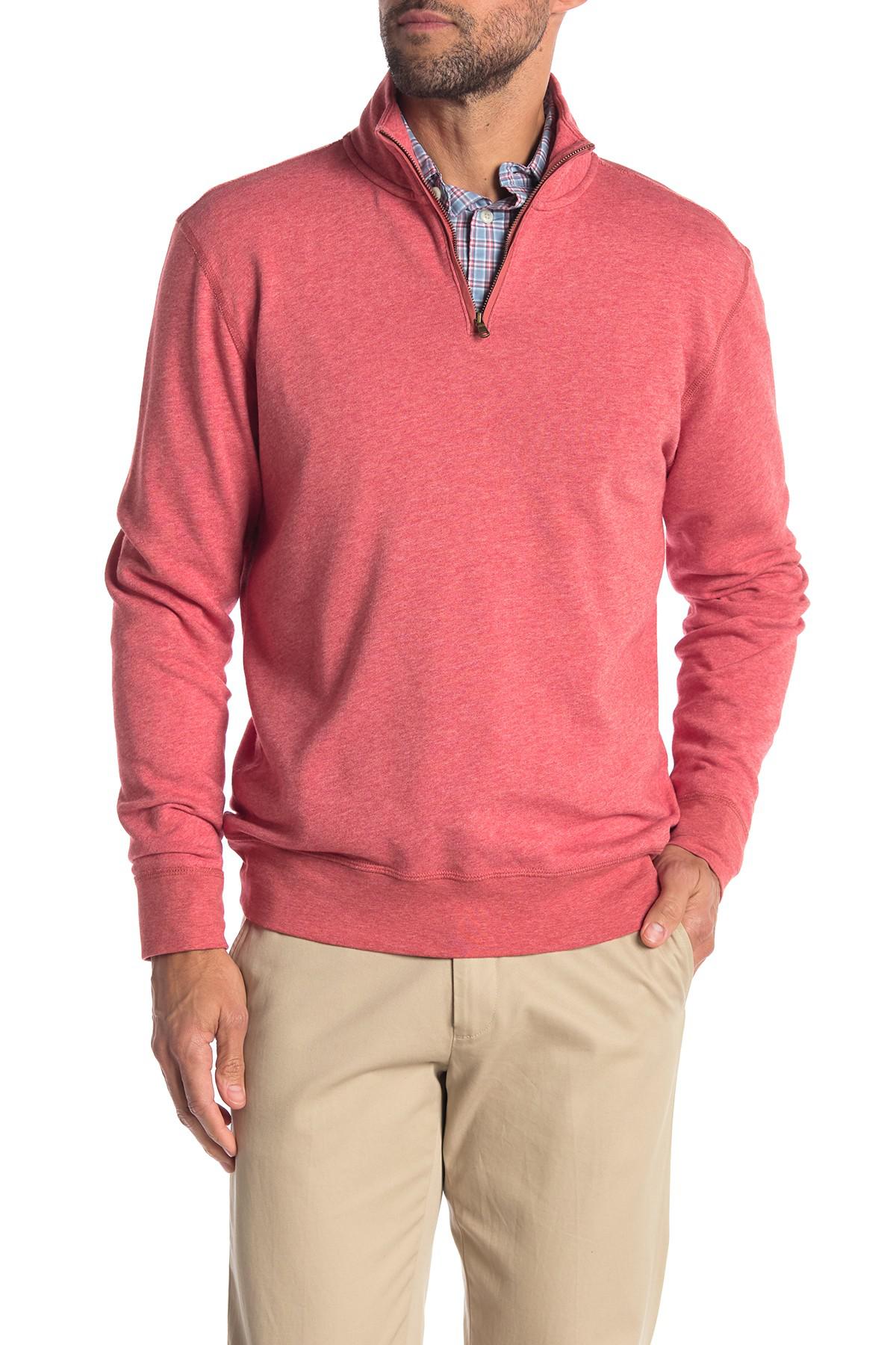 Faherty Brand Cotton Quarter Zip Sweater in Faded Red (Pink) for Men - Lyst