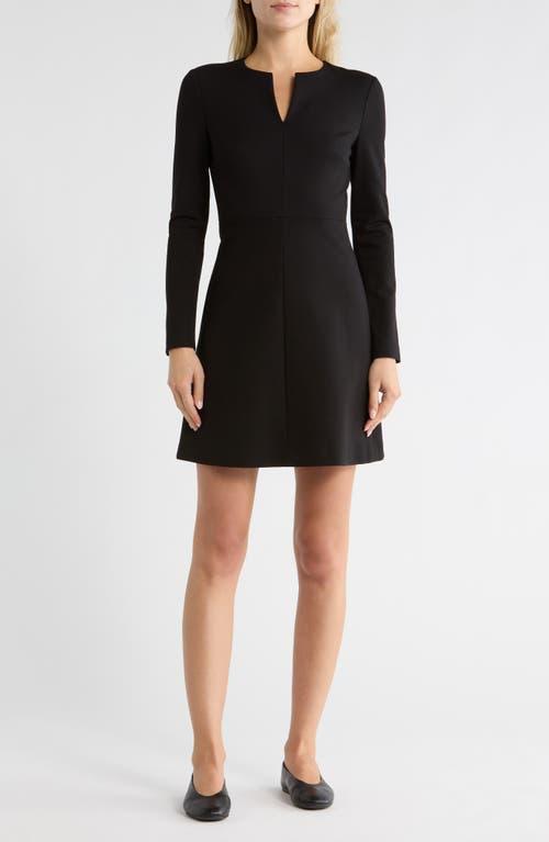 theory long sleeve black dress Theory Black Rib Knit Flounce Long Sleeve Wool Blend Sweater Dress Size L