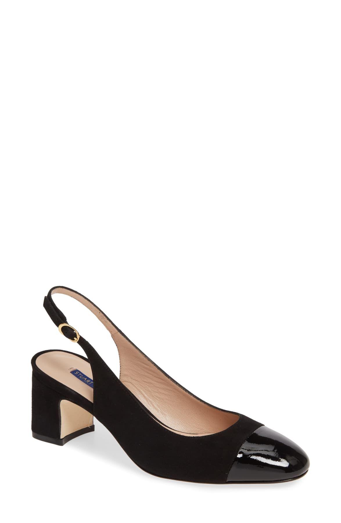 Stuart Weitzman Leather Loraina Slingback Pumps in Black Suede/Patent (Black) - Save 67% - Lyst