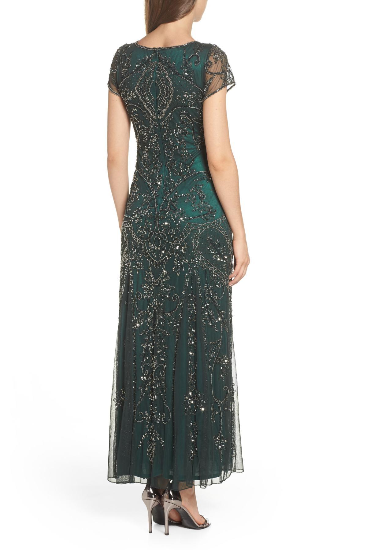 pisarro nights sequin mesh gown