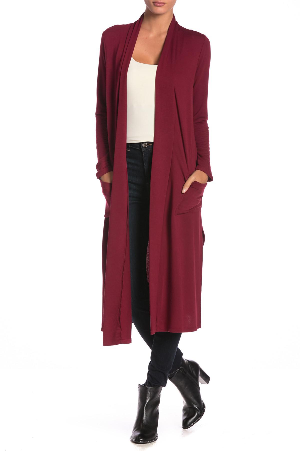burgundy duster cardigan