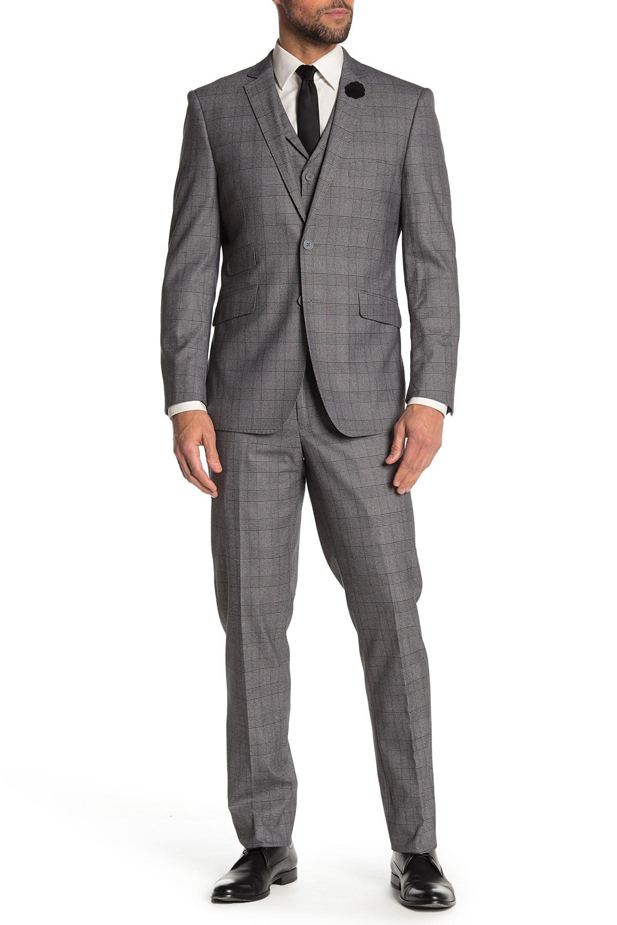 English Laundry Synthetic Peak Lapel Vested Suit in Gray for Men Lyst