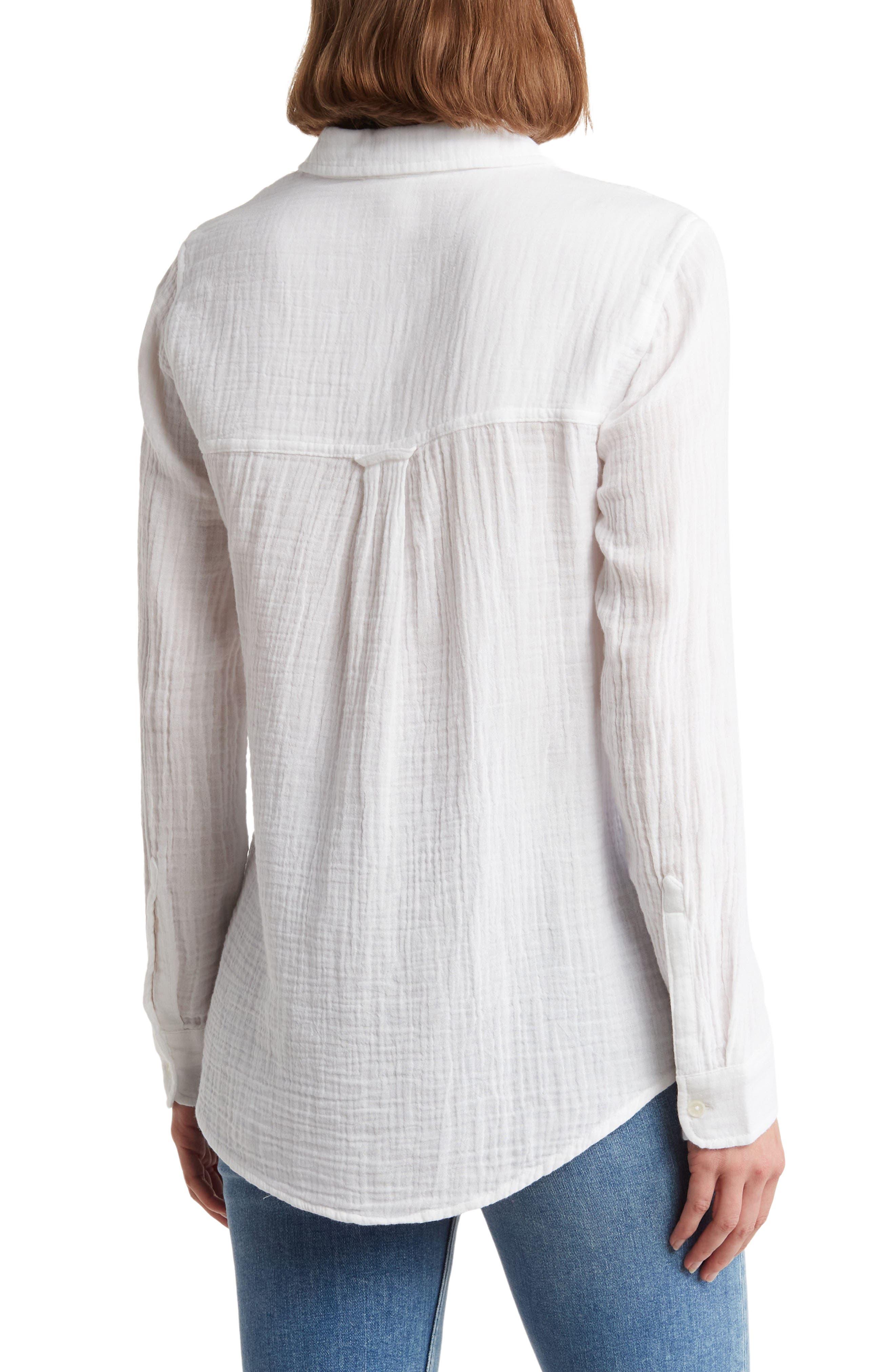 Patachou long-sleeve cotton-linen shirt - White
