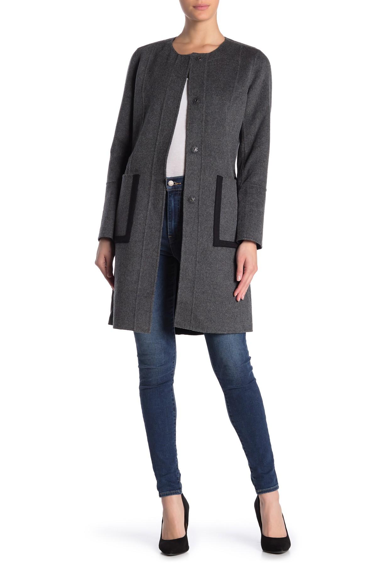 Kinross Cashmere Reversible Cashmere & Wool Snap Coat in Black - Lyst