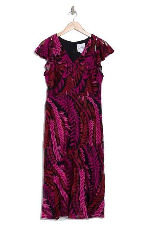 Sam Edelman Leaf Embroidered Midi Dress in Purple | Lyst