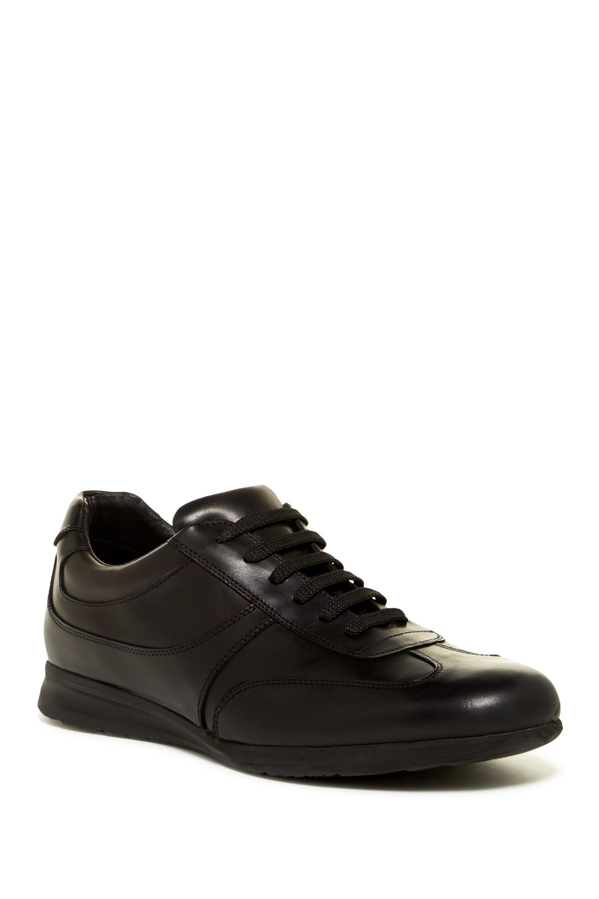 Bugatchi Leather Cinque Terre Sneaker in Nero (Black) for Men - Lyst