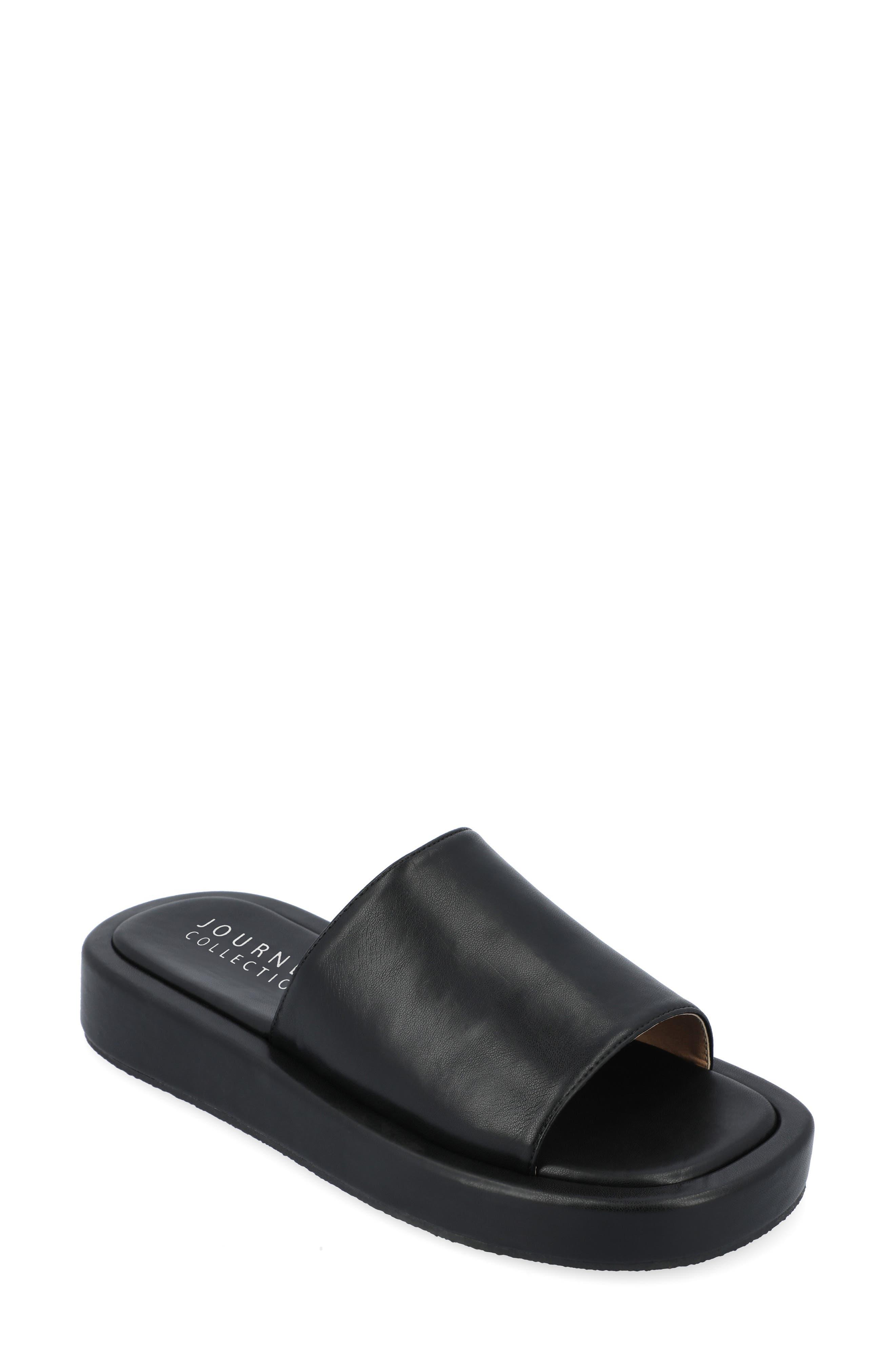 Journee Collection Denrie Flatform Slide Sandal In Black At Nordstrom Rack  | Lyst