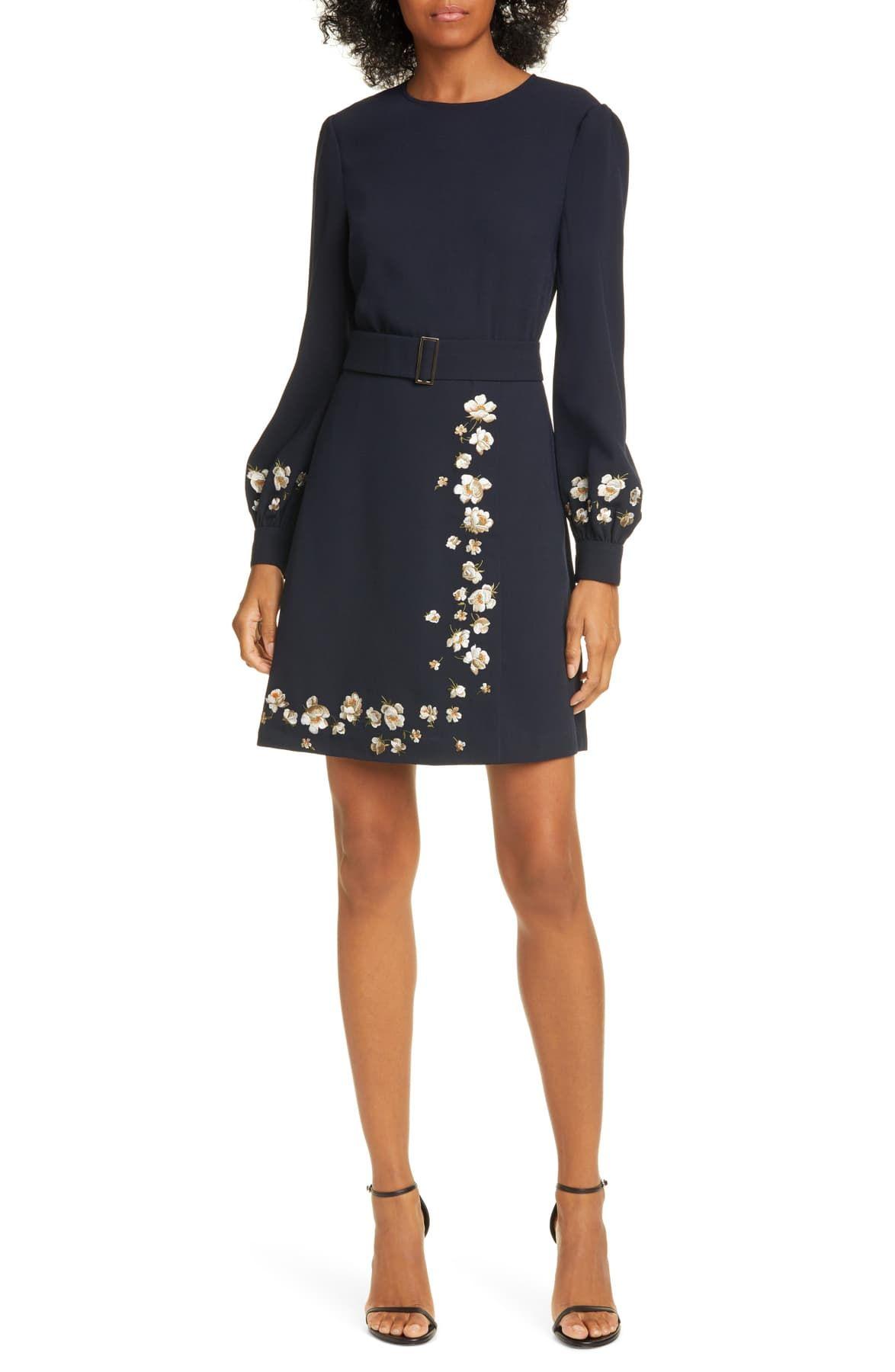 Ted Baker Pearl Floral Long Sleeve Dress in Blue | Lyst