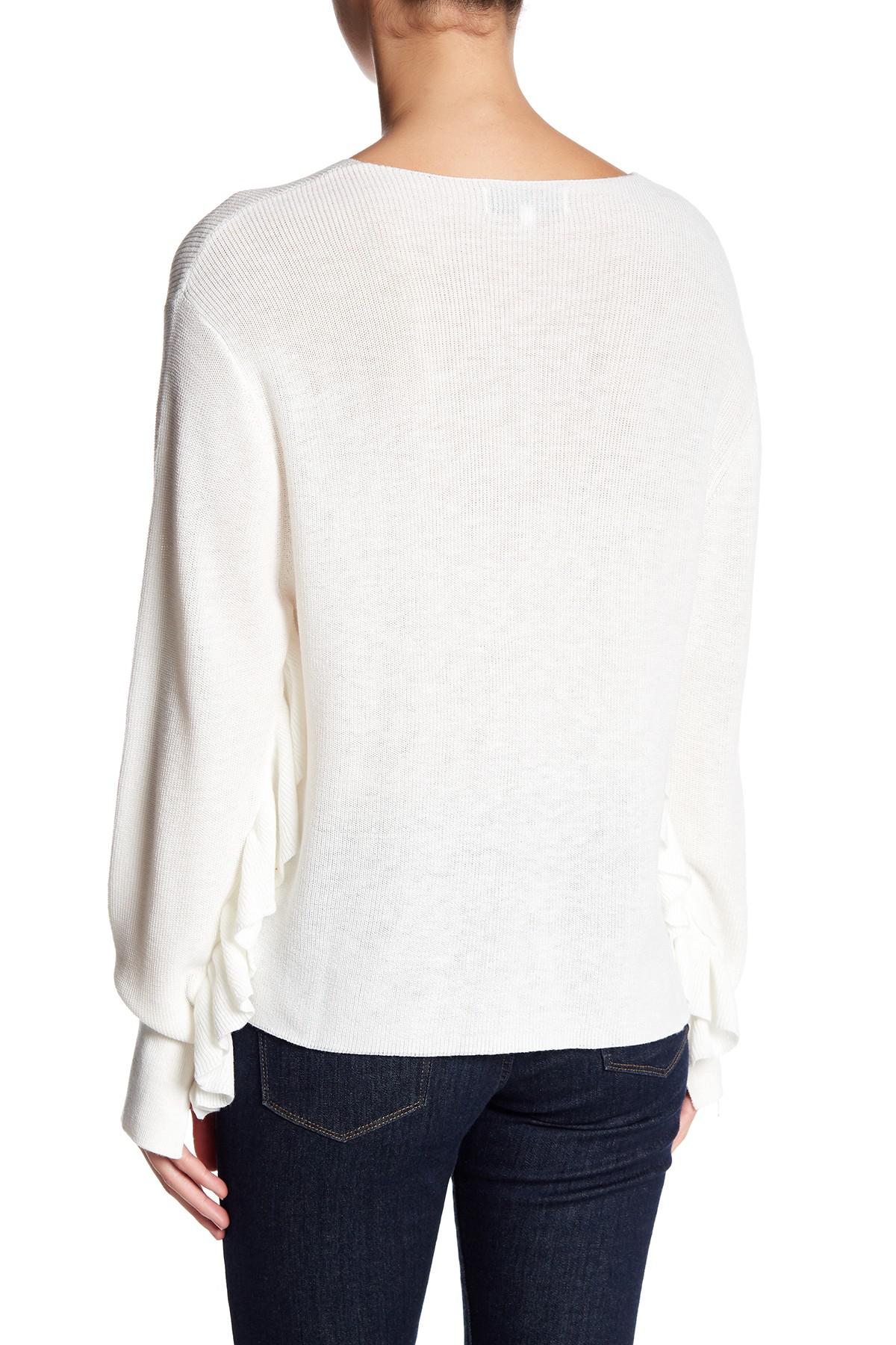 ribbed ruffle neck sweater