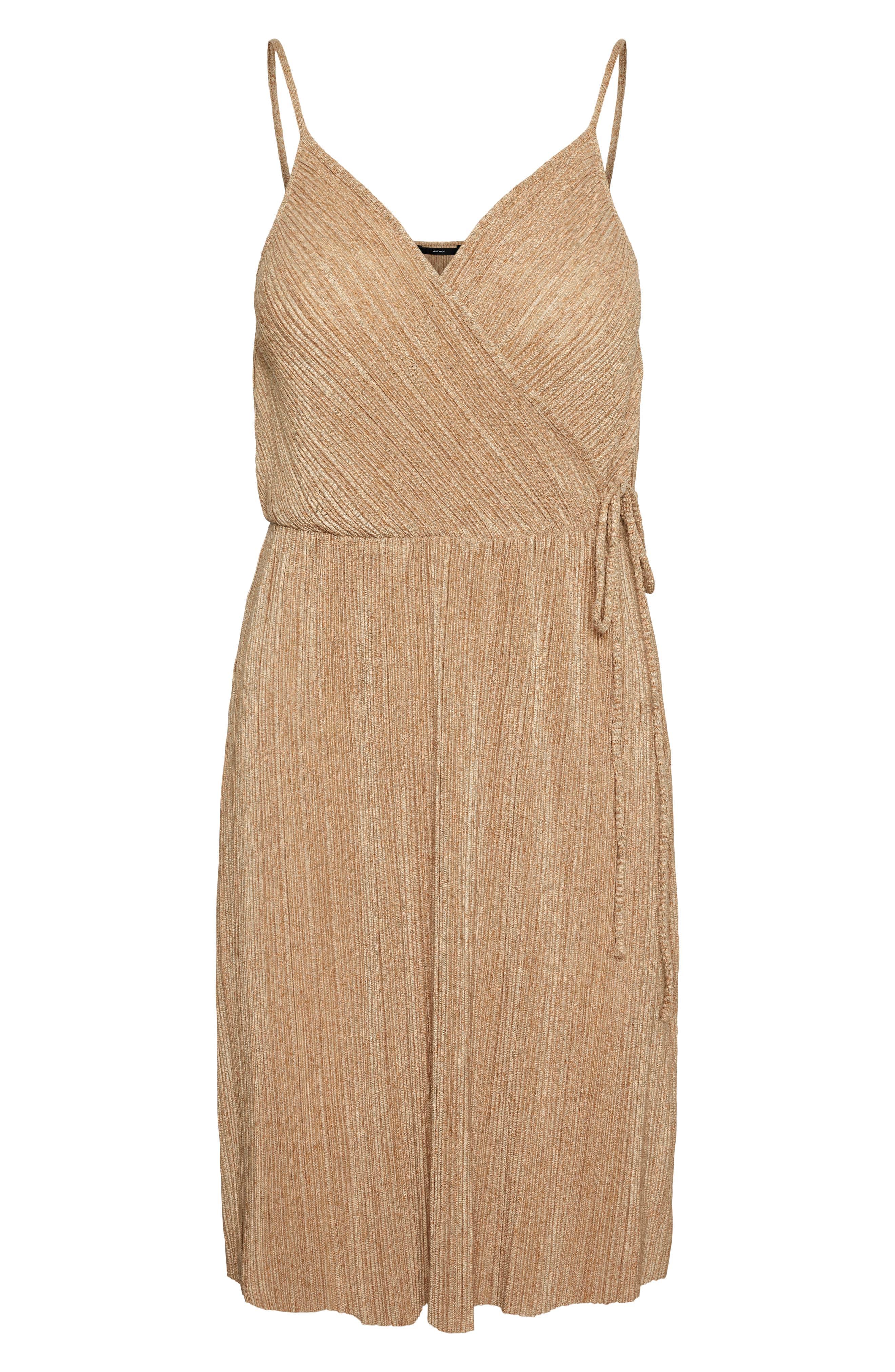 Vero Moda Singlet Micropleat Dress in Natural | Lyst