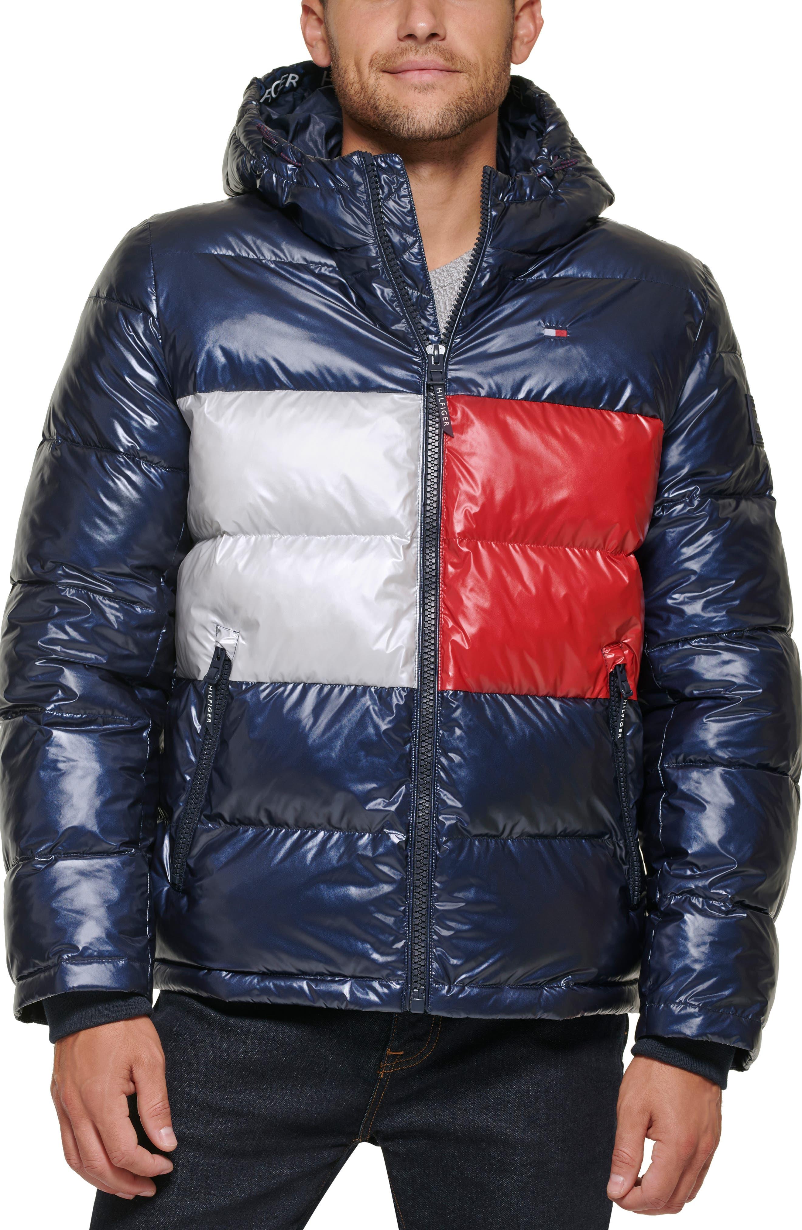 red tommy hilfiger puffer coat