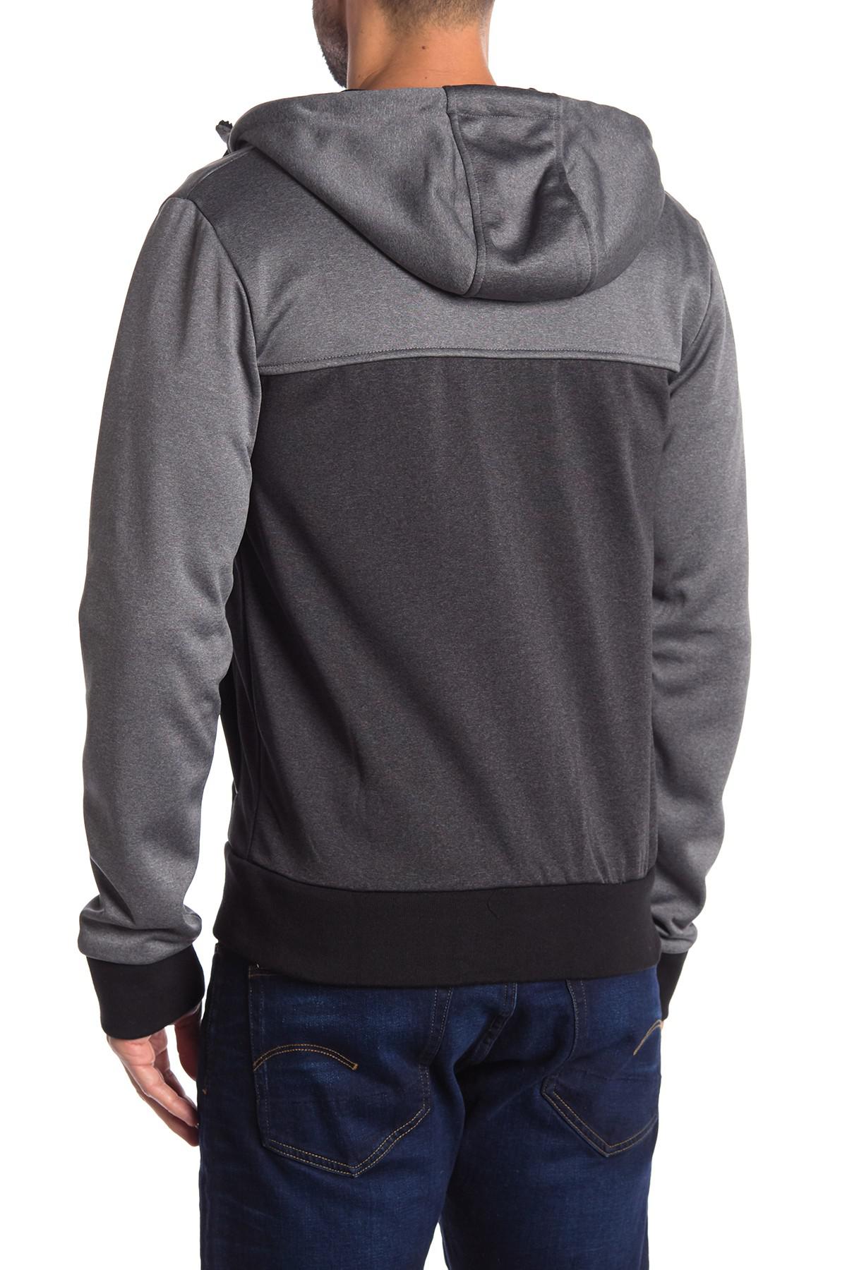 Bench Synthetic Bonded Colorblock Zip Up Hoodie In Black For Men