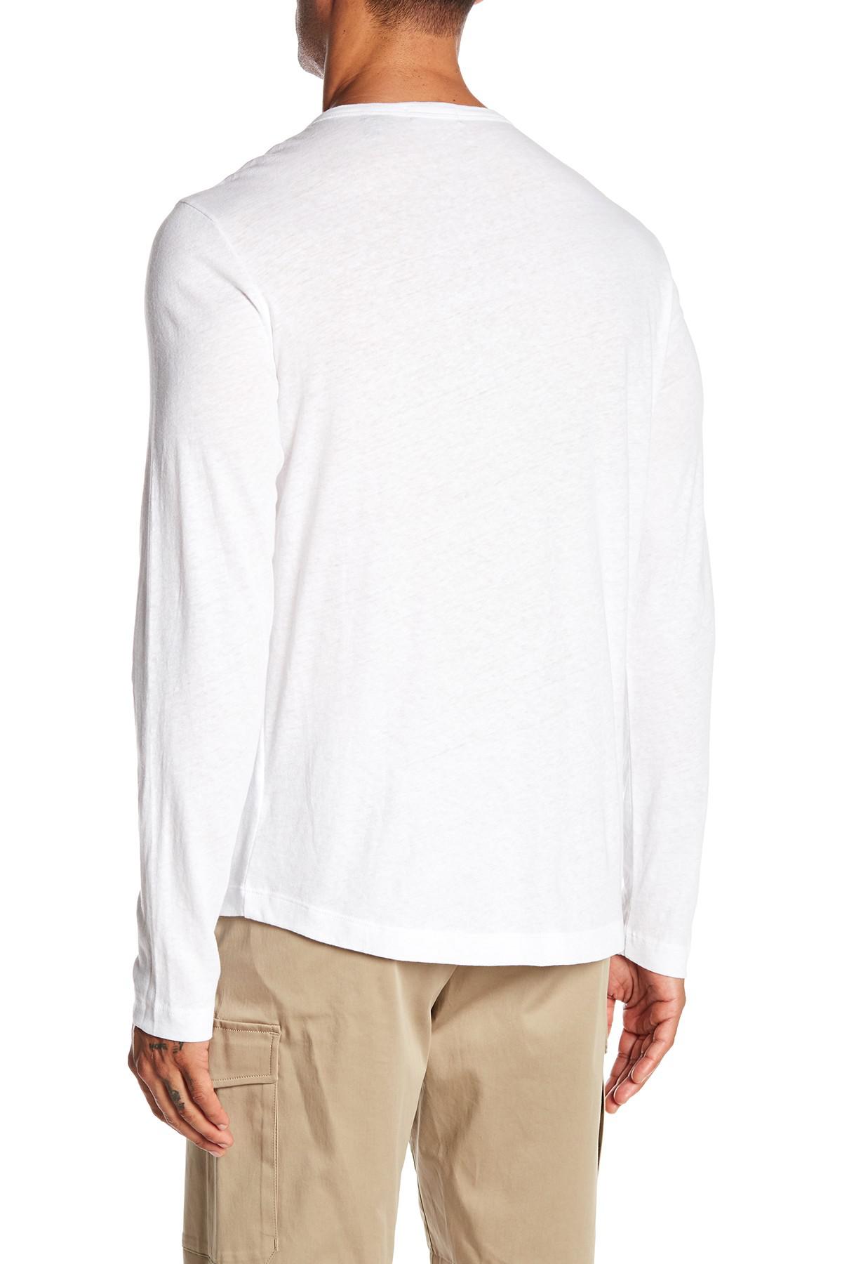 Theory Cotton Core Henley Tee in White 