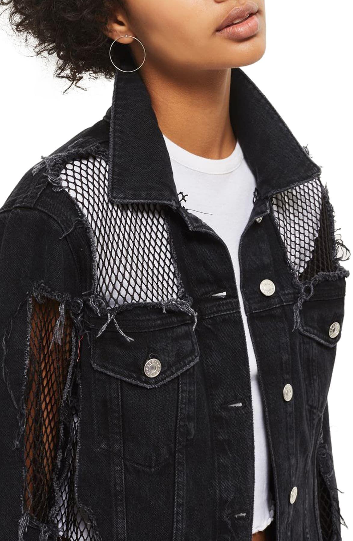 TOPSHOP Fishnet Detail Oversize Denim 