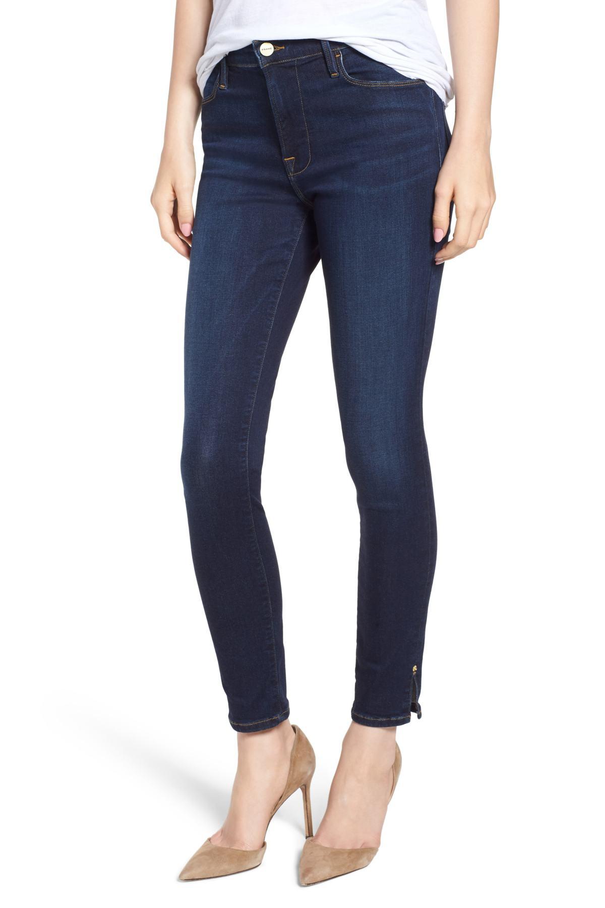 FRAME Denim Le High Slit Hem Skinny Jeans (wythe) in Blue - Save 63% - Lyst