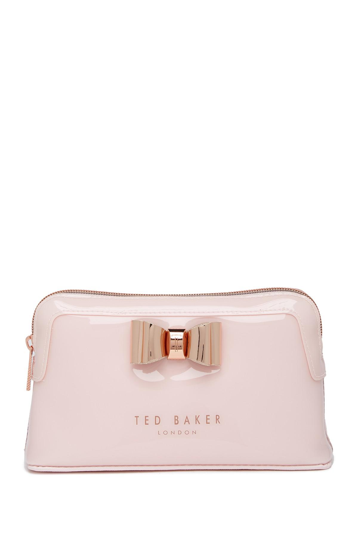 Ted Baker Synthetic Melynda Metallic Bow Make-up Bag in Pale Pink (Pink ...