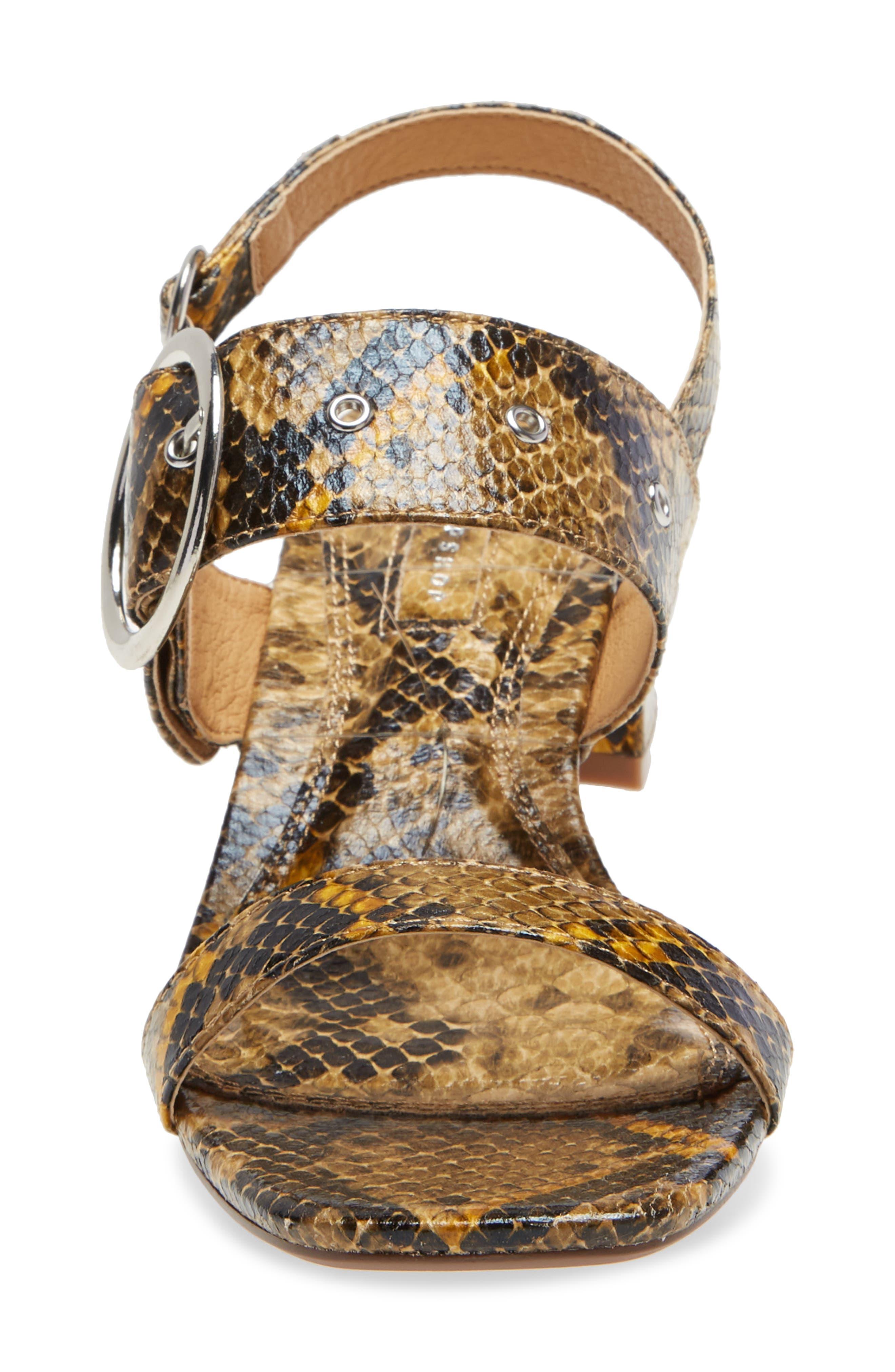 TOPSHOP Snake Print Buckle Block Heel 
